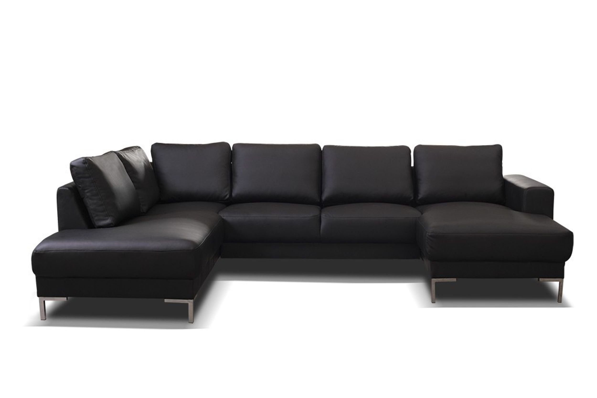 XXL, Sofa Sofa in Ecksofa Kunstleder Wohnlandschaft U-Form Küchen-Preisbombe Eckcouch Couch SILVIO schwarz
