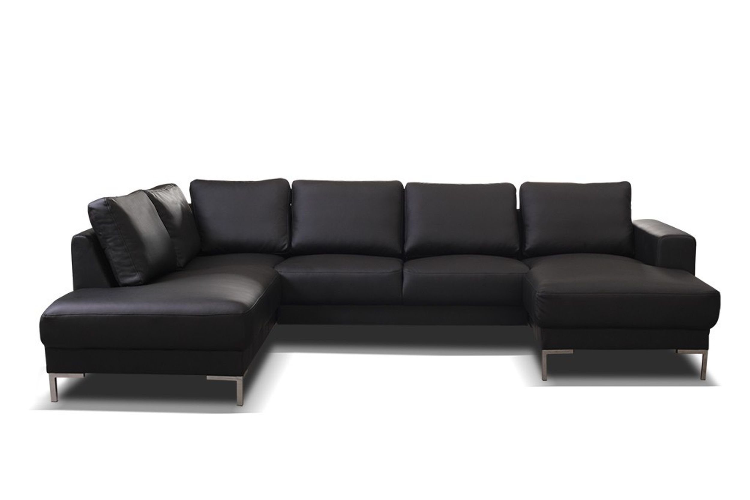 Sofa Kunstleder Küchen-Preisbombe SILVIO XXL, Ecksofa schwarz Wohnlandschaft U-Form Sofa Eckcouch in Couch