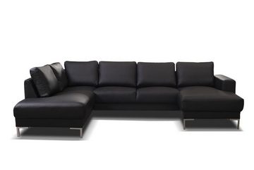 Küchen-Preisbombe Sofa Couch Ecksofa Eckcouch Wohnlandschaft Kunstleder schwarz SILVIO XXL, Sofa in U-Form