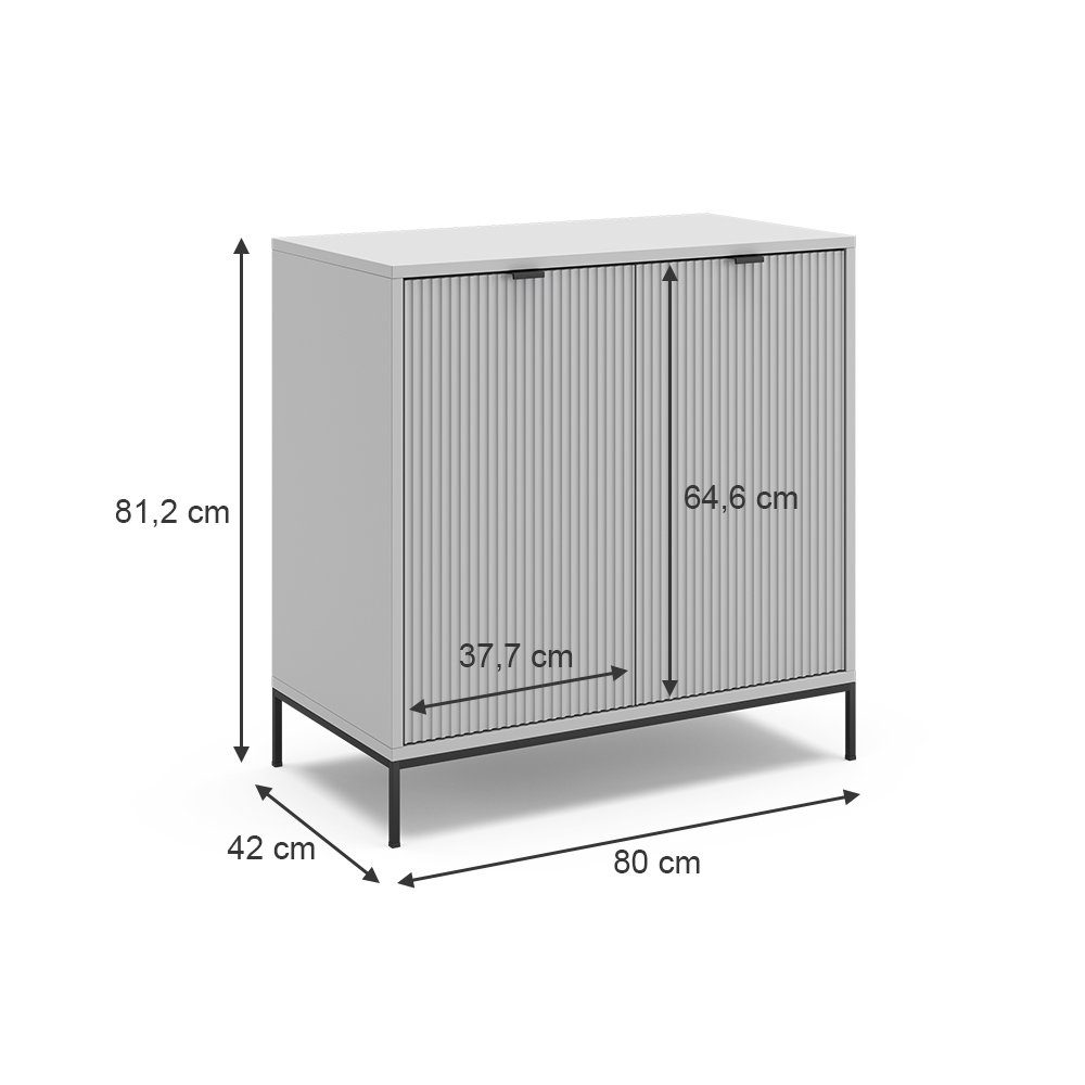Vicco Kommode Eliza, Grau, 42 x 81.2 cm mit 2 Türen (1 St)