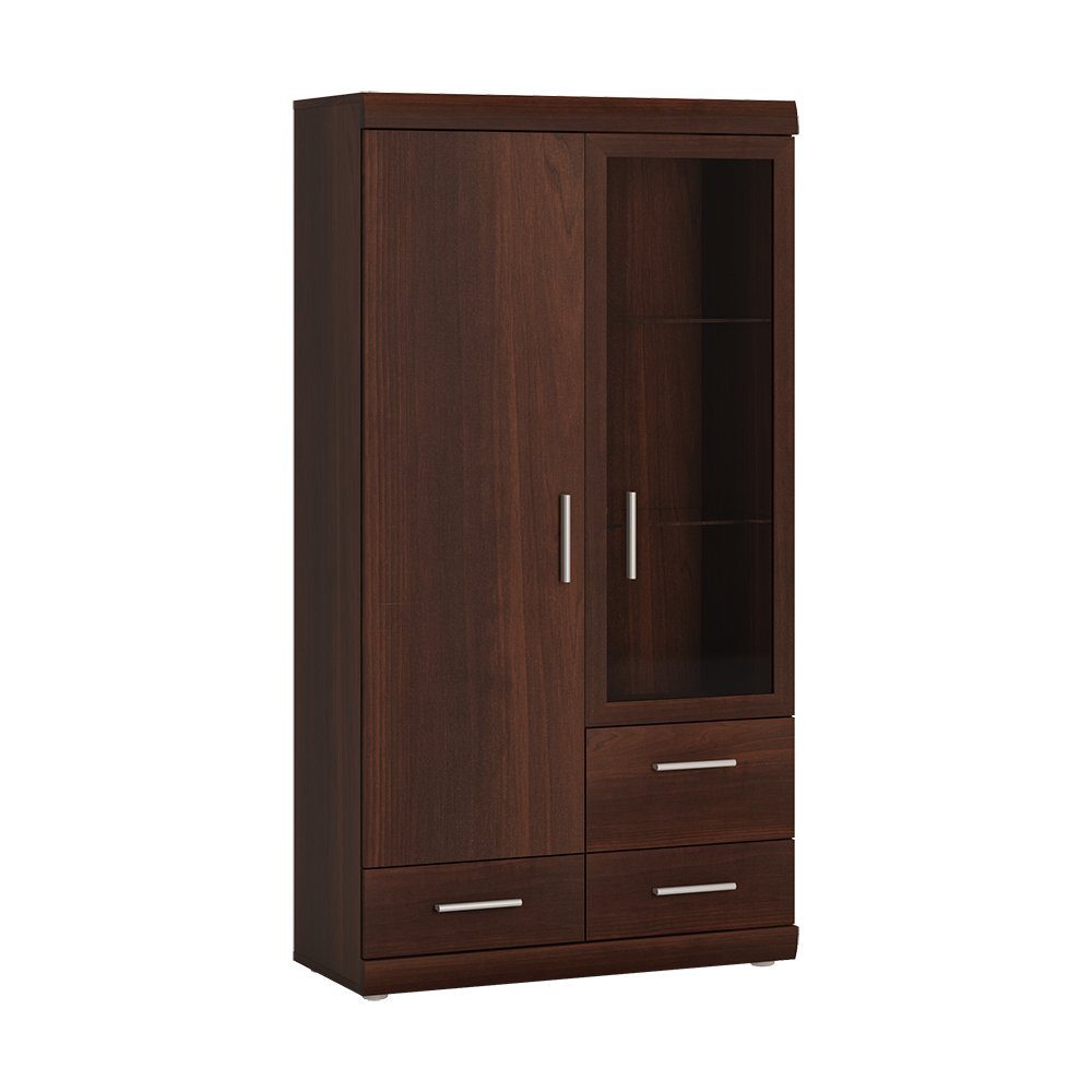 Vitrine Nussbaum IMPERIA-129 retro Highboard Esszimmer braun cm Lomadox Wohnzimmer Schrank 80