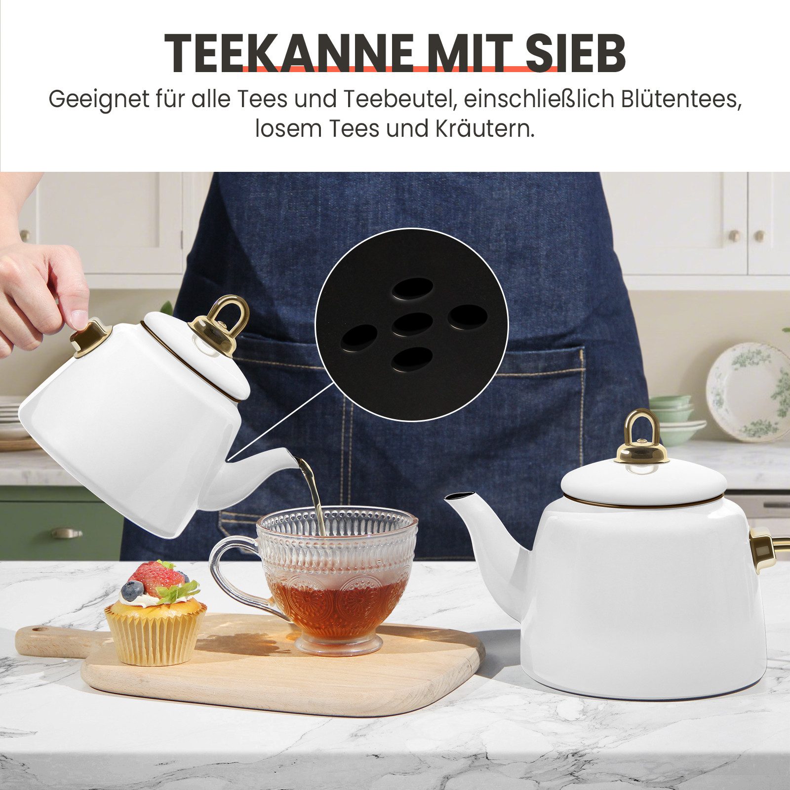 HOMELUX Teekanne Induktionsgeeignet, Wasserkessel, Turkische Teekocher 2L+1L, (4-tlg, Induktion), Für alle Herdarten geeignet