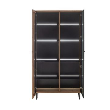 Newroom Vitrine Sorena Wildeiche Anthrazit Highboardvitrine Modern Vitrinenschrank Massivholz