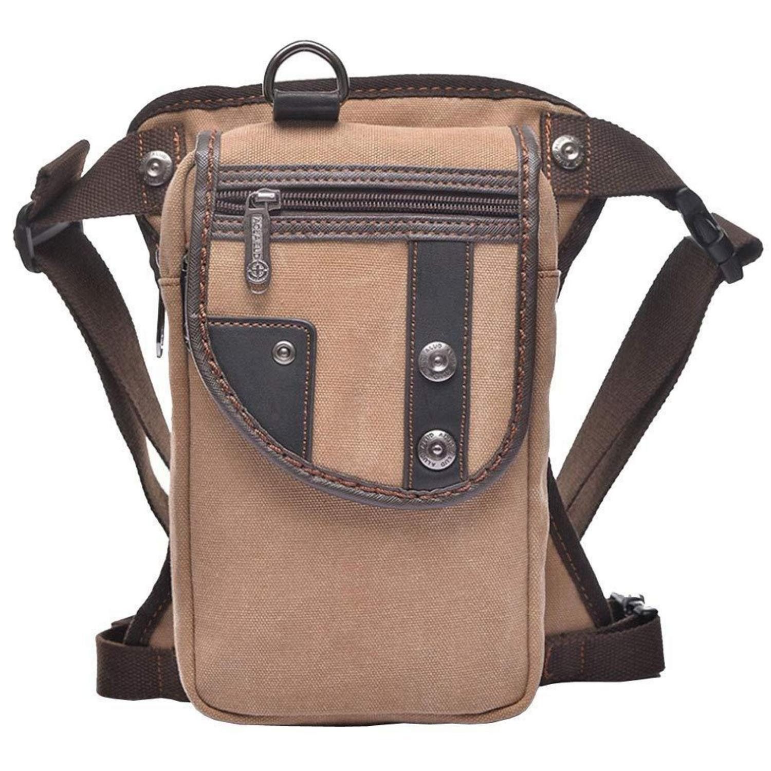 LuxusKollektion Beintasche Beintasche Motorrad Canvas Reitertasche Leg Bag #06khaki
