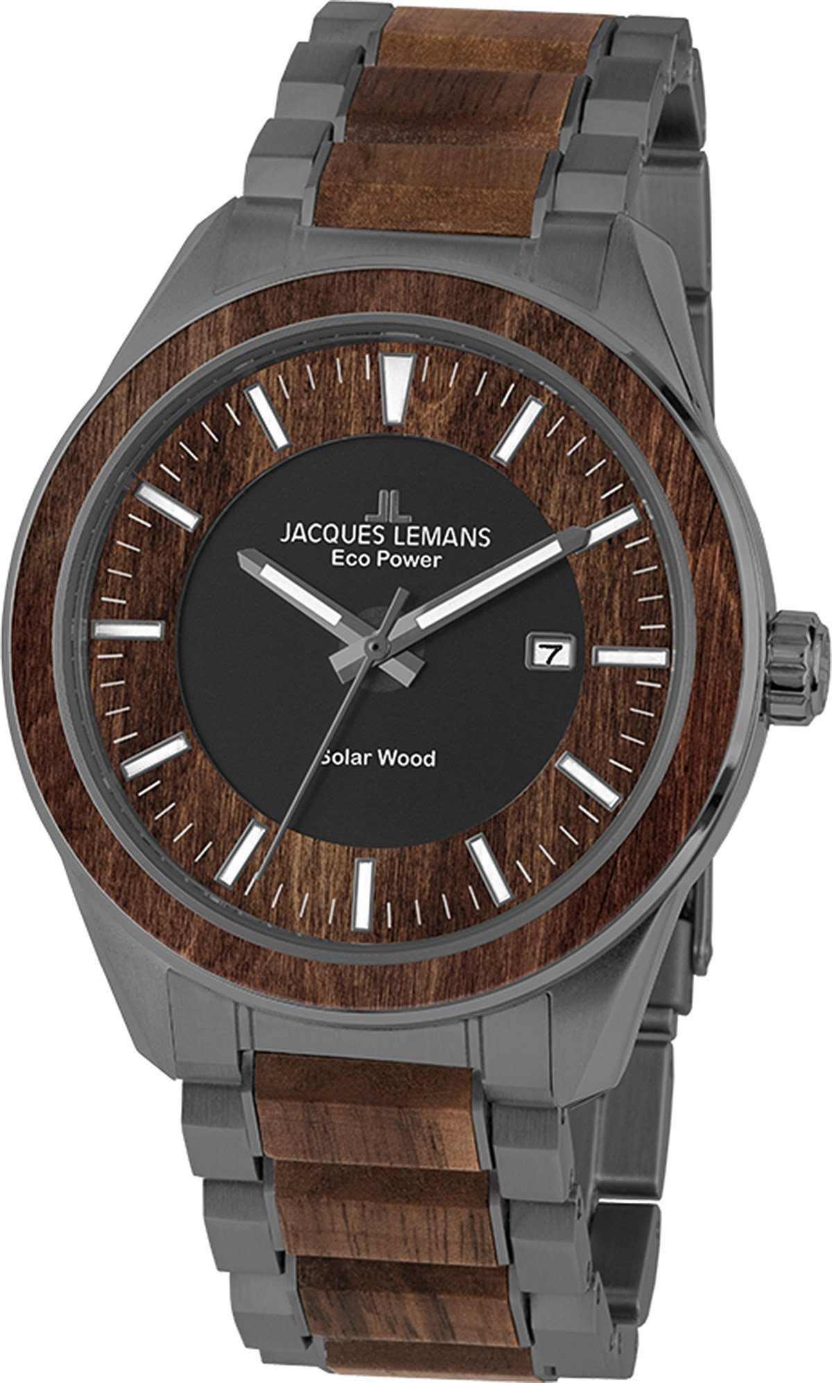 Jacques Lemans Solaruhr Wood, Eco Power braun, grau 1-2116I Solar