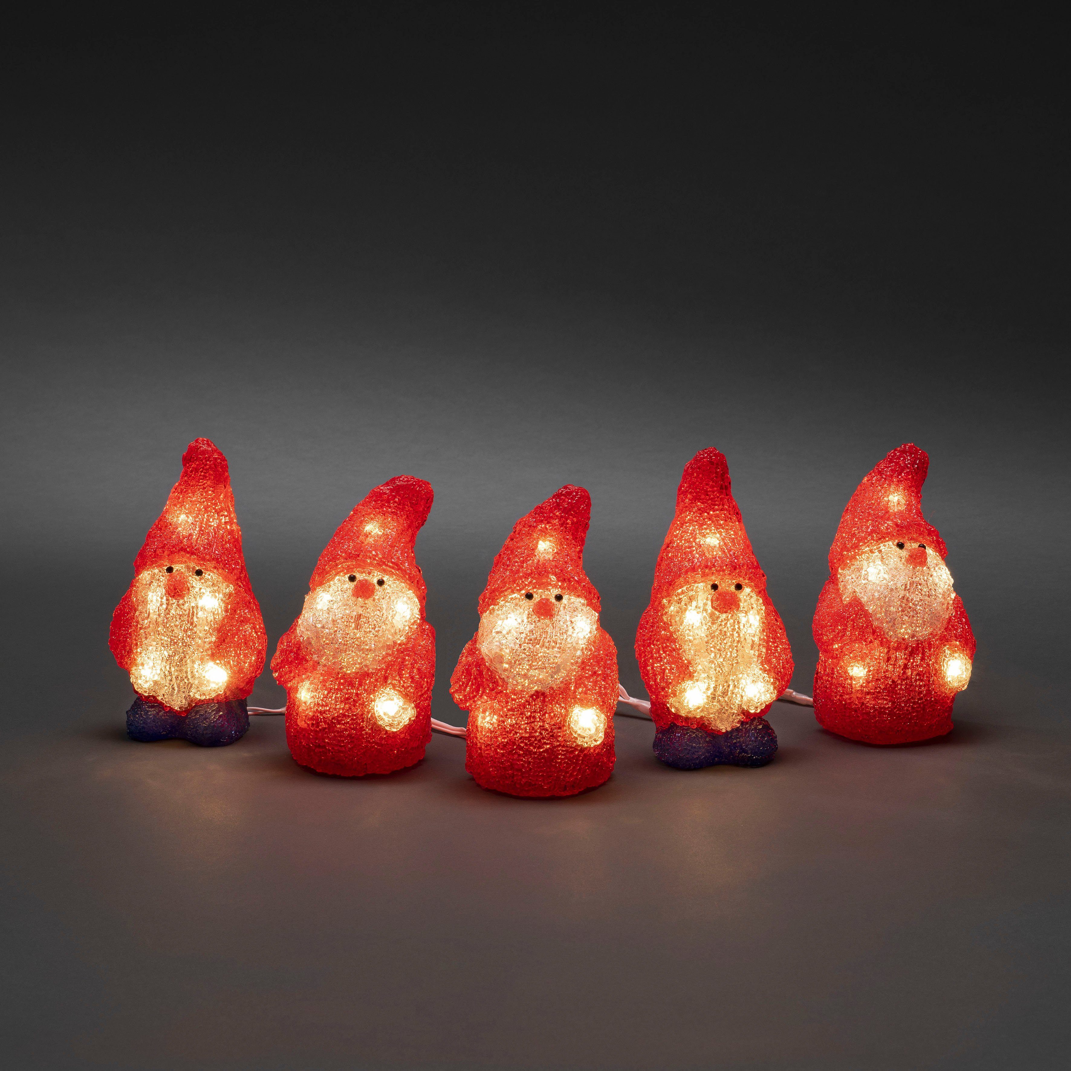 KONSTSMIDE LED Dekofigur LED Acryl Weihnachtsmann, 5er-Set, 40 warm weiße Dioden, LED fest integriert, Warmweiß