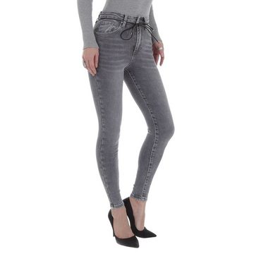 Ital-Design Skinny-fit-Jeans Damen Freizeit Used-Look Stretch High Waist Jeans in Grau