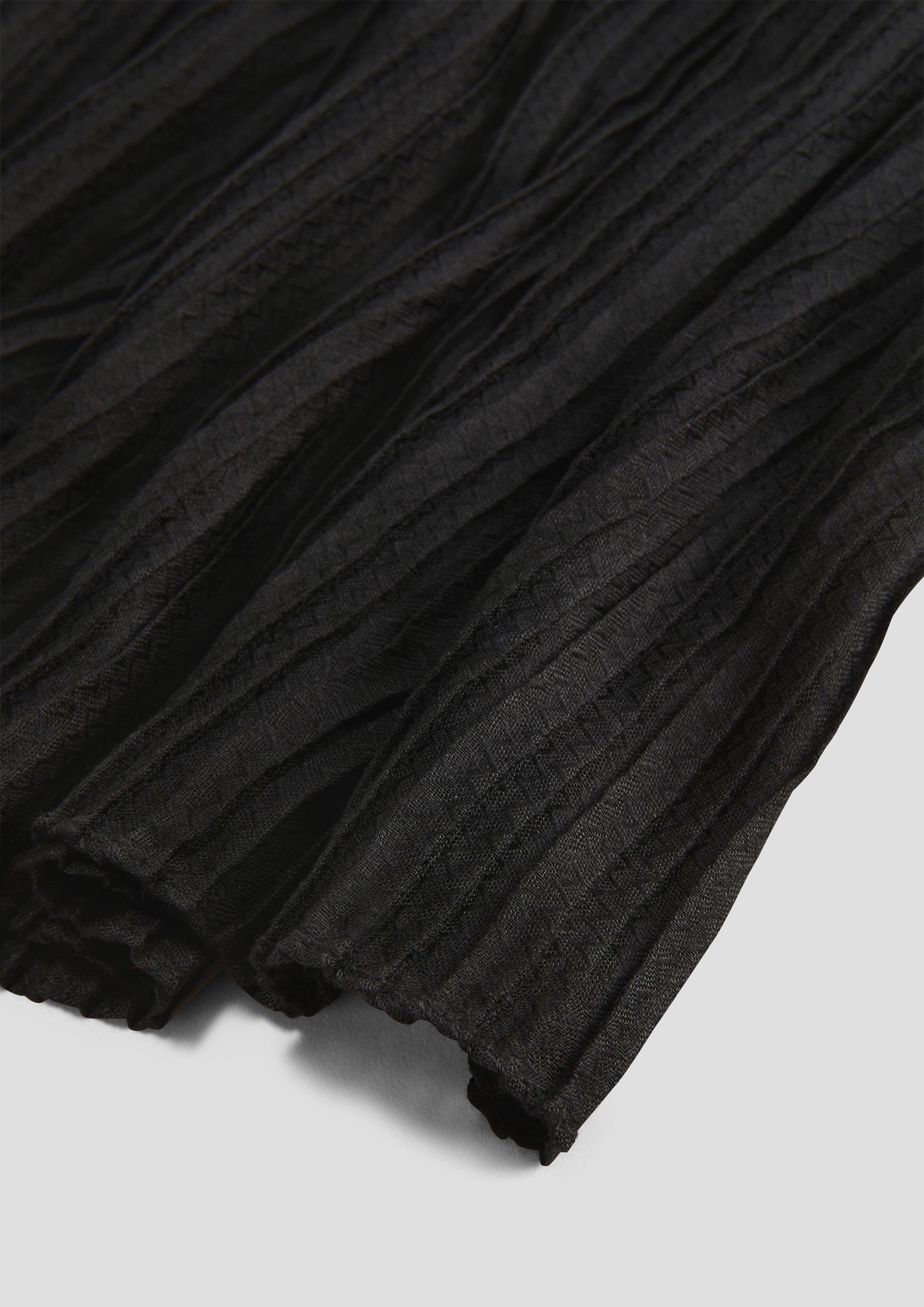 Halstuch schwarz Leichter mit Plisseefalten s.Oliver Loop-Schal