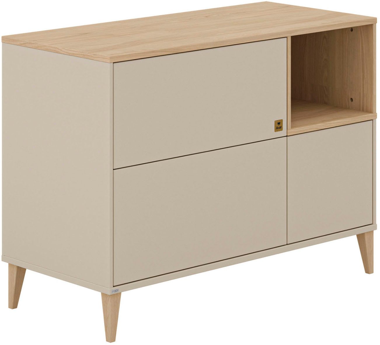PAIDI Wickelkommode MILA & BEN Steiff by PAIDI in Beige, Tür und 2 Schubladen, Push-to-open, Soft-Close, stabile Kommode mit Massivholz-Füßen – Bild 2 von 5