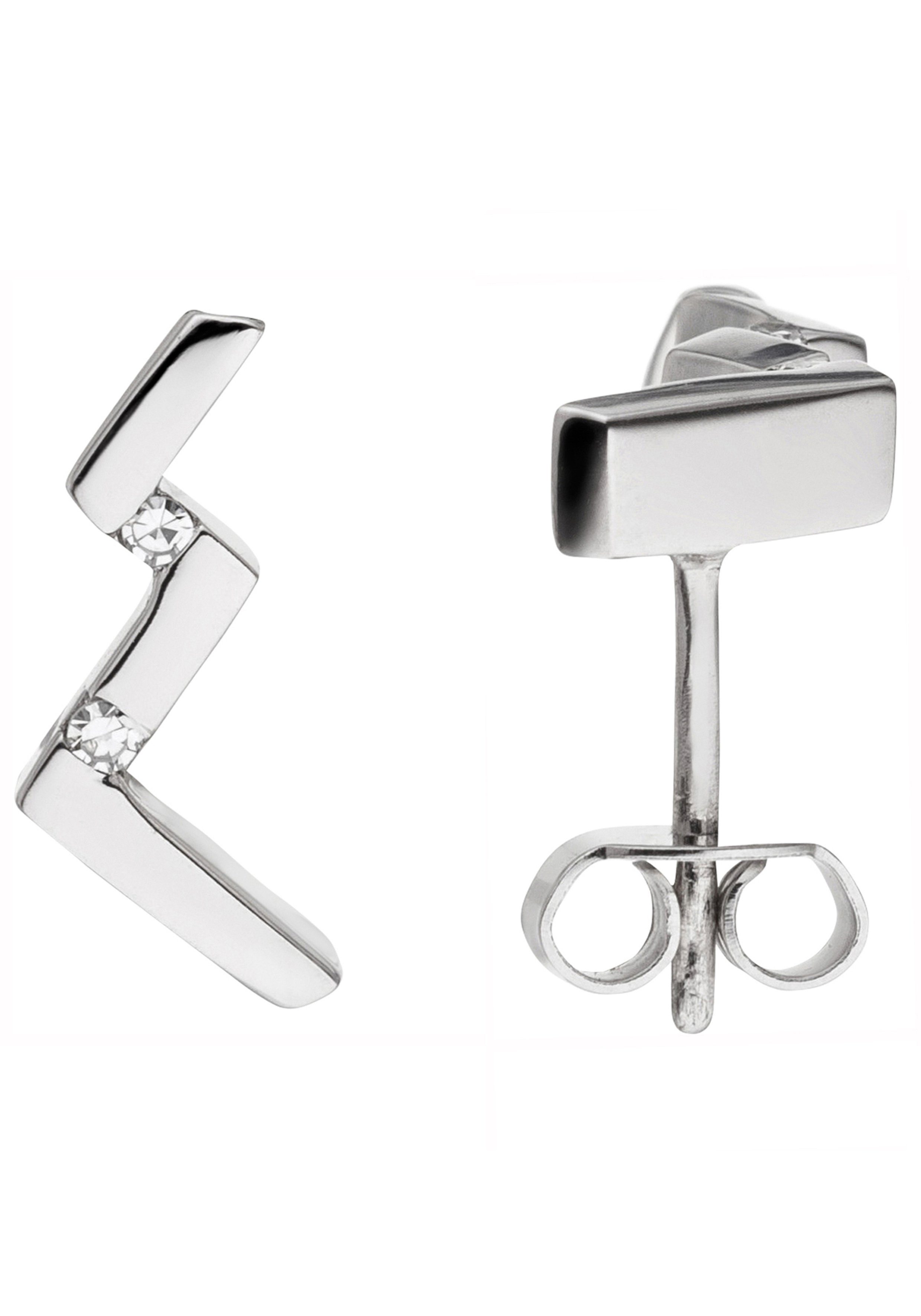 JOBO Paar Ohrstecker, 925 Silber mit 4 Diamanten