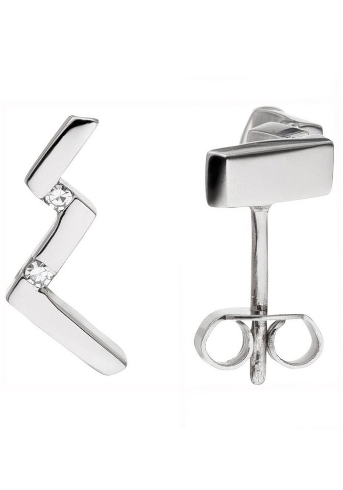 JOBO Paar Ohrstecker, 925 Silber mit 4 D... JOBO Paar Ohrstecker, 925 Silber mit 4 D...