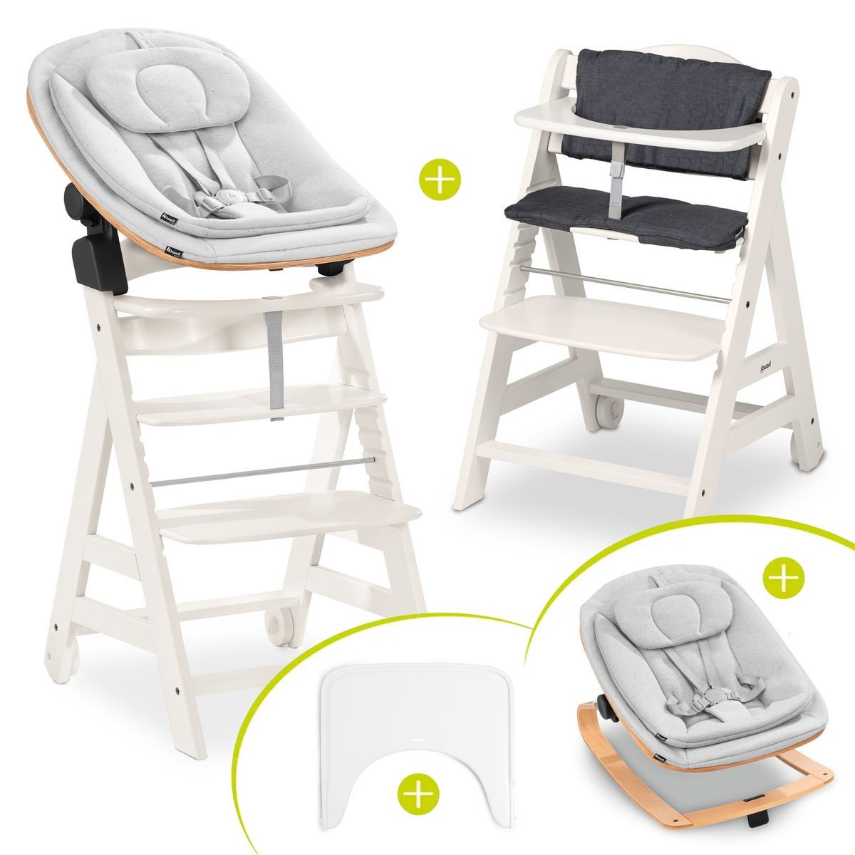 Hochstuhl Beta Plus White Newbornset Eco - Light Grey
