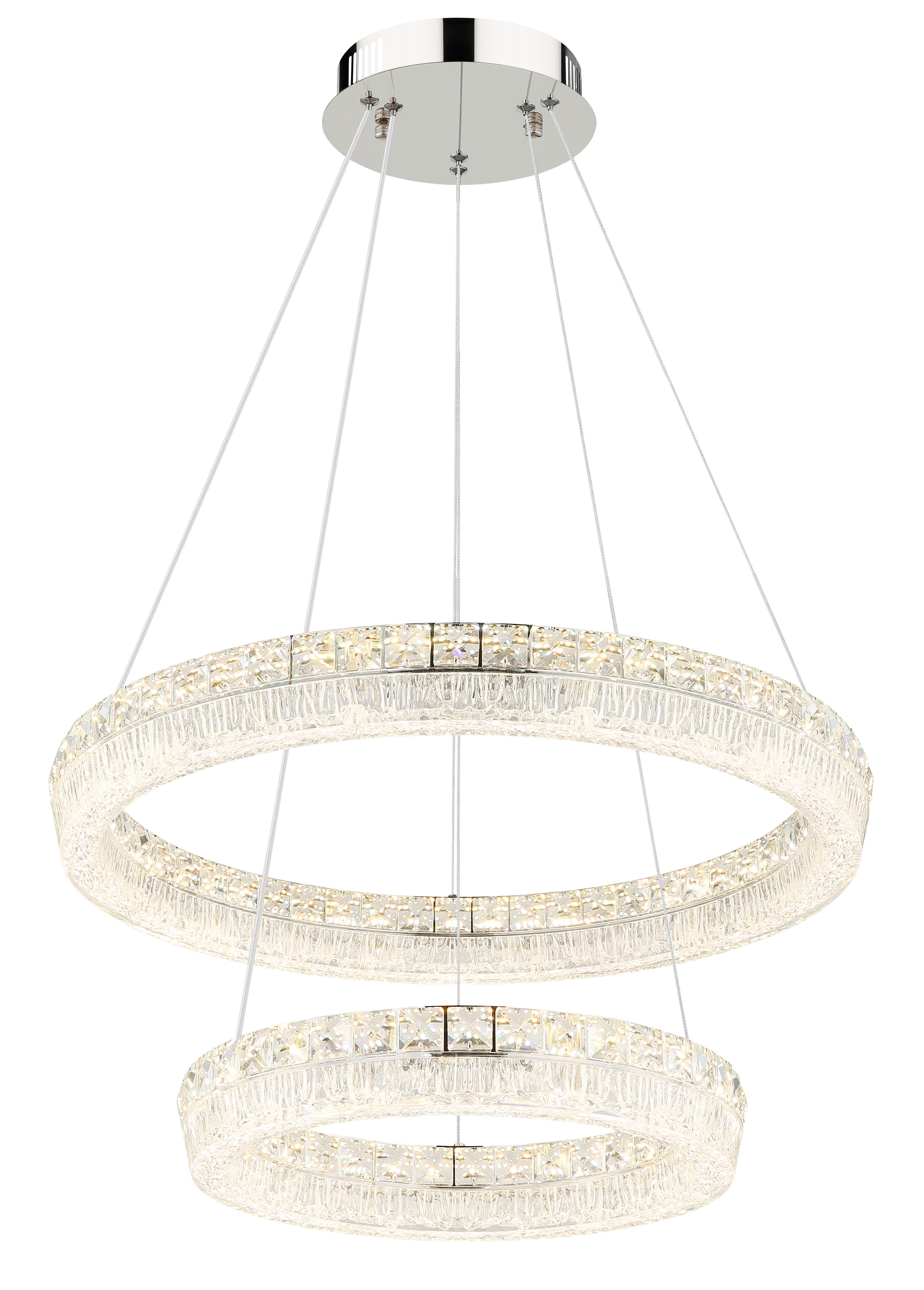 GLOBO LIGHTING Hängeleuchte LAUREL, LED fest integriert, Verchromte Hängeleuchte mit Acryl und Glaskristallen, dimmbar, LED 24W