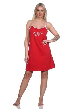 Normann Nachthemd Süsses Damen Spaghetti-Träger Nachthemd mit Erdbeeren als Motiv