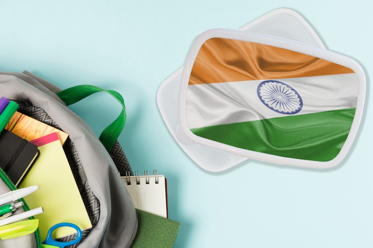 MuchoWow Lunchbox Nahaufnahme der weiß Mädchen (2-tlg), und Flagge Kunststoff, und Jungs für Brotbox Kinder für Brotdose, von Indien, Erwachsene