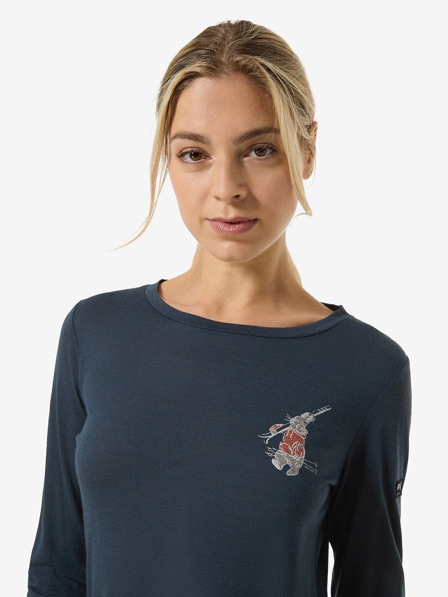 SUPER.NATURAL Langarmshirt für Damen, Merino W LIL SKI BUNNY LS mit Ski-Mot günstig online kaufen