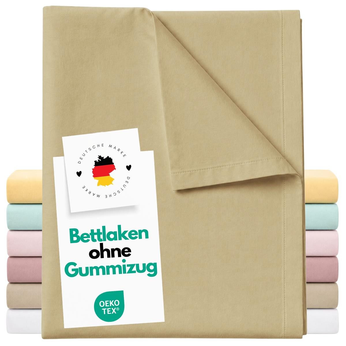 Carpe Sonno Betttuch Bettlaken ohne Gummizug Baumwolle 140x250 Haustuch klassisch glatt, Baumwolle, Gummizug: ohne, (1 Stück), Vielseitig verwendbar: Sommerdecke, Strandtuch, Überwurf uvm.