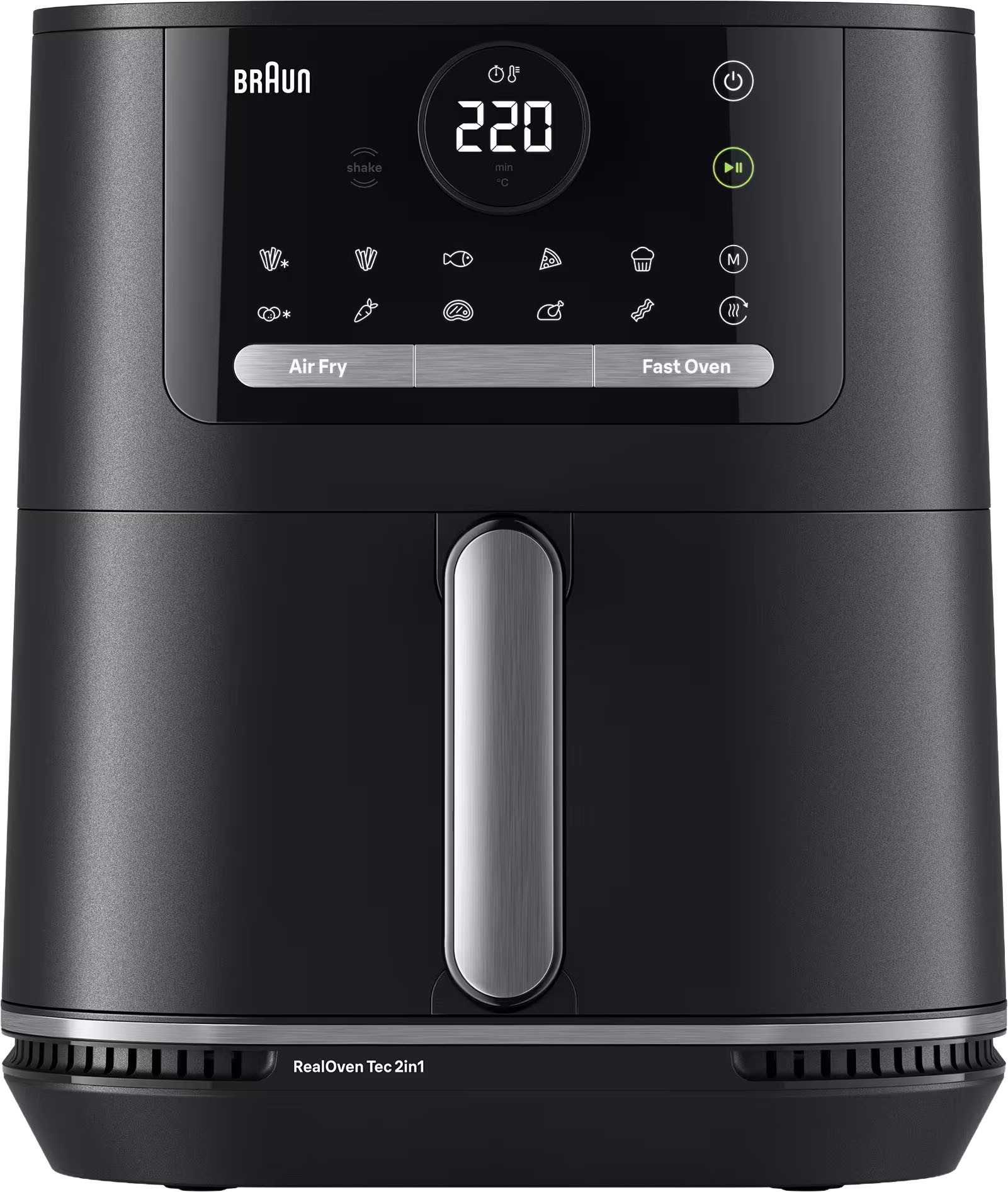 Braun Heißluftfritteuse MultiFry 5 HF 5054I BK, 6,0 Liter, 15 Kochrogramme, PFAS-frei, 2000 W, 2 in 1-Gerät: Frittieren & Backen, 2.000 Watt, digitales Display