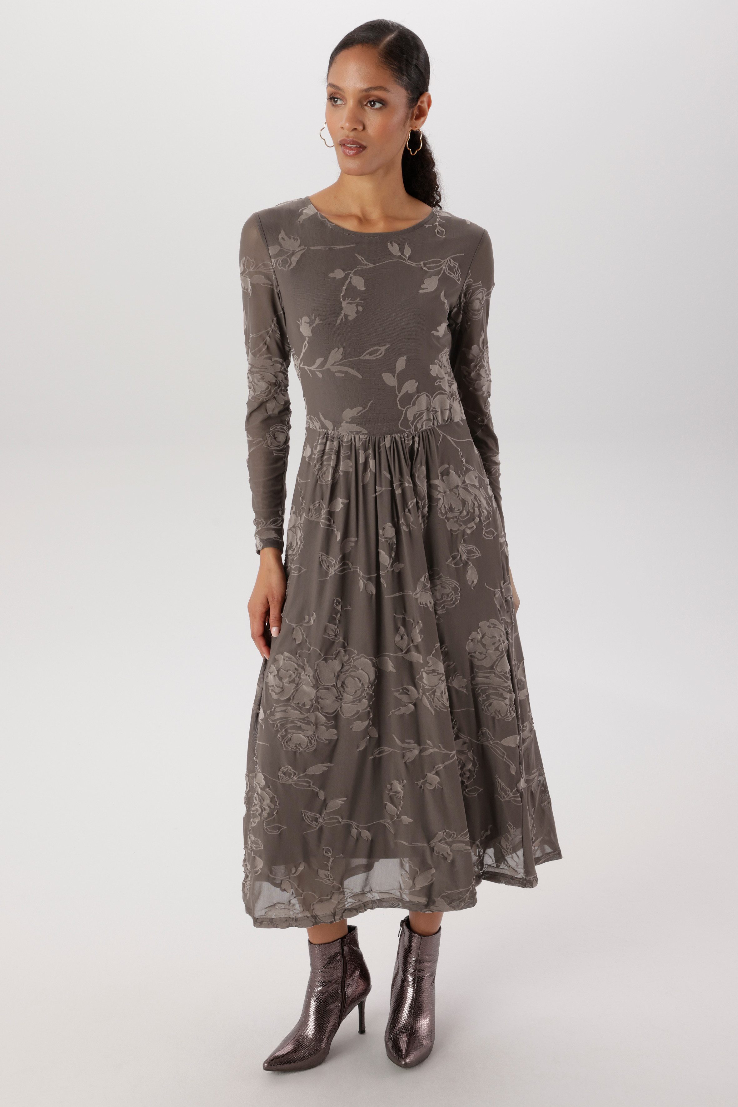 Aniston SELECTED Midikleid in florale Ausbrenner-Optik und Mesh-Qualität - NEUE KOLLEKTION