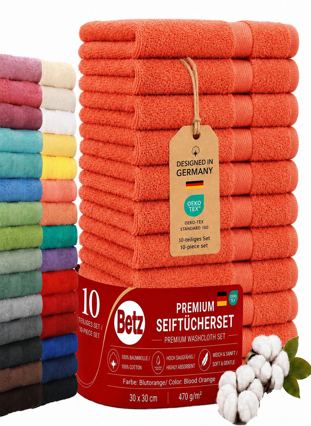 Betz Seiftuch 10 Stück Premium Seiftücher-Set 30x30 cm, Baumwolle (Set, 10-St), 470 g/m², weich & saugstark