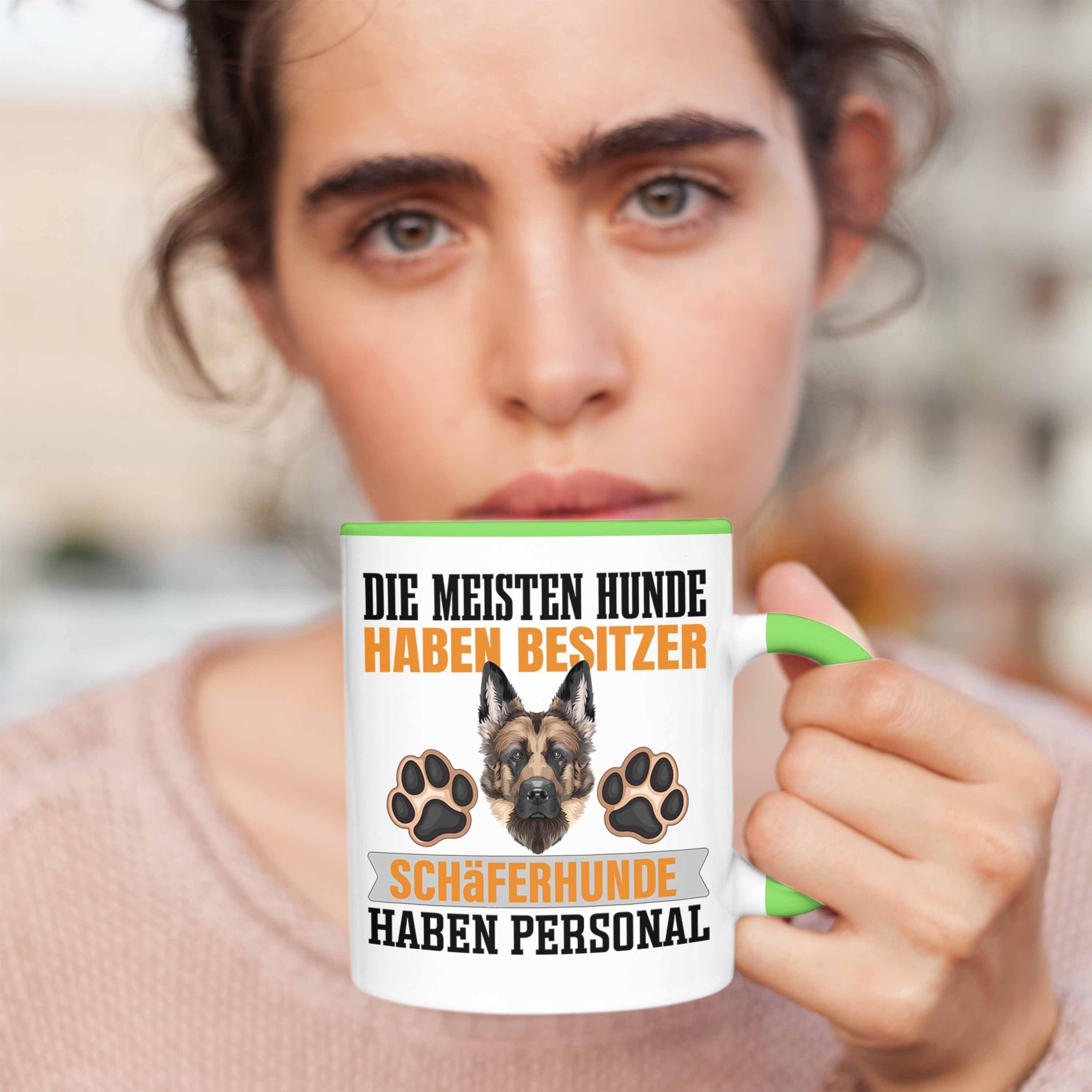 Trendation Tasse Tasse Geschenkidee Spruch Besitzer Schäferhund Grün Besit Geschenk Lustiger