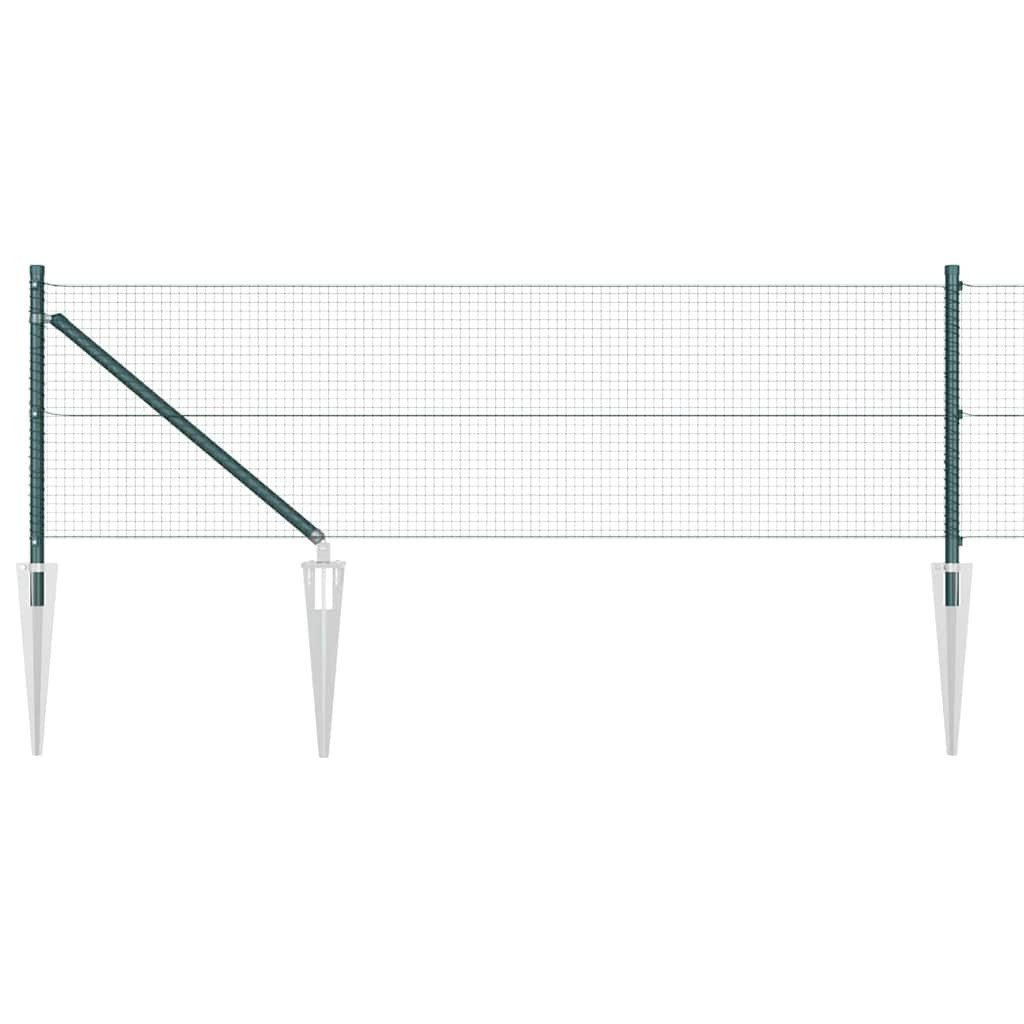 vidaXL Gartenzaun Geschweißter Drahtzaun mit Stacheln 10 x 0,6 m Grün Netz, (1-St)