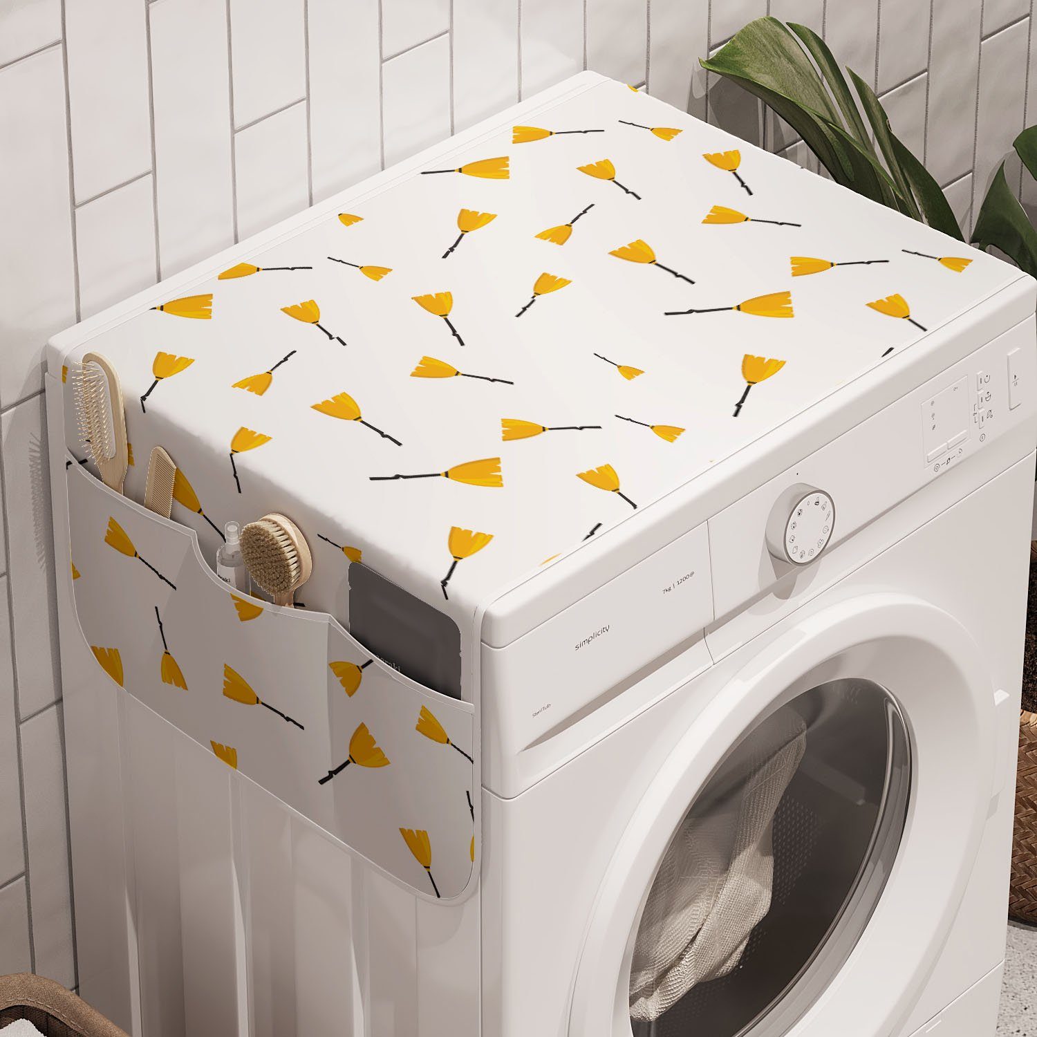 und Trockner, Abstrakt Spooky Abakuhaus Anti-Rutsch-Stoffabdeckung Badorganizer Waschmaschine Surreal für broomstick