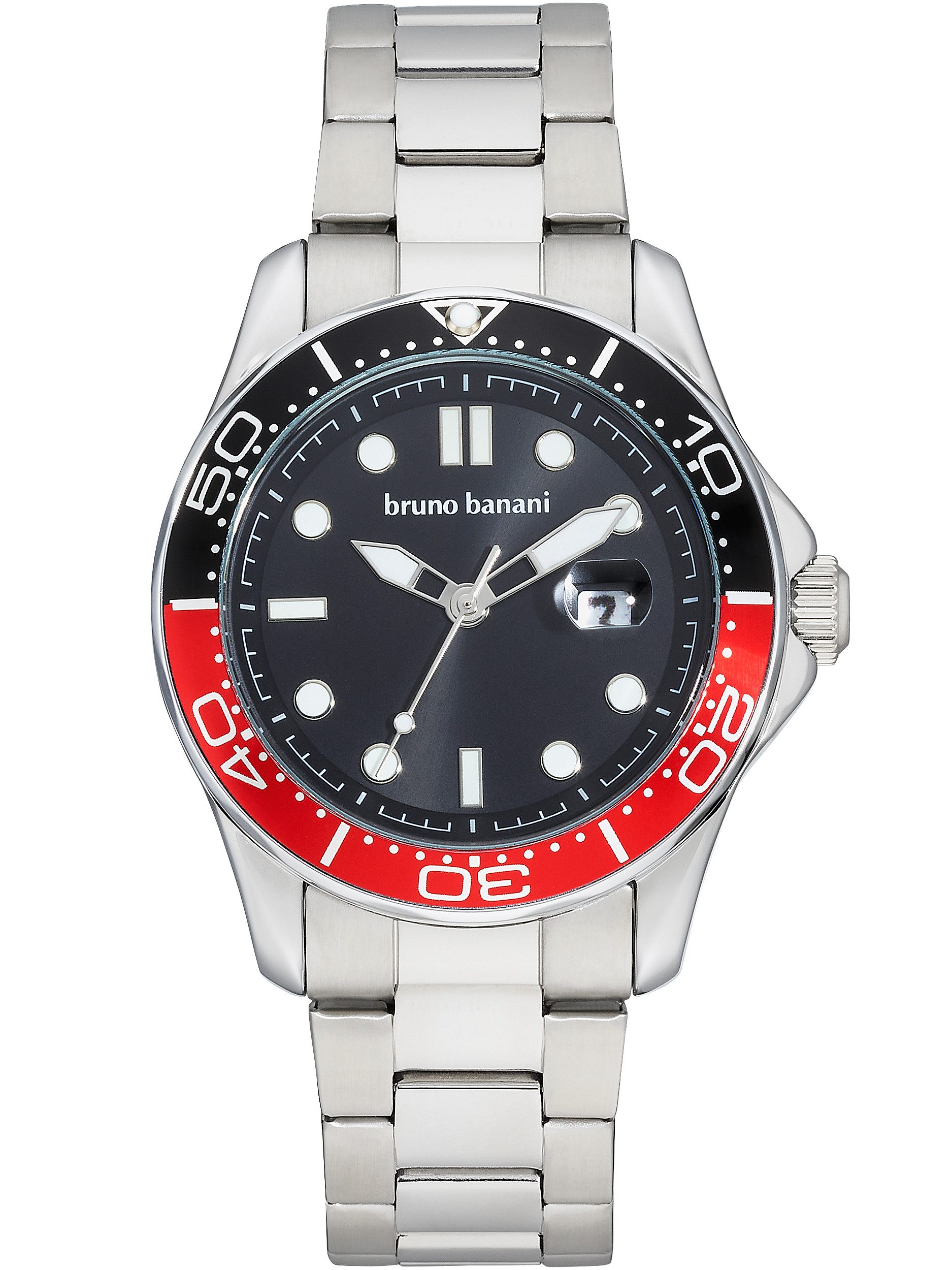 Bruno Banani Quarzuhr Hero BAGA-30476-21M, Armbanduhr, Herrenuhr, Edelstahlarmband, analog, Tag
