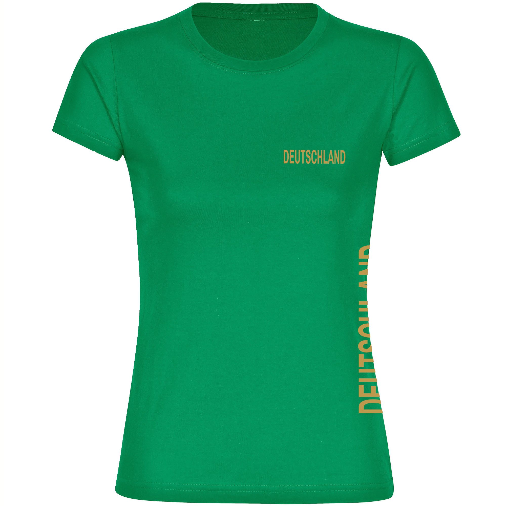multifanshop T-Shirt Damen Deutschland - Brust & Seite Gold - Frauen