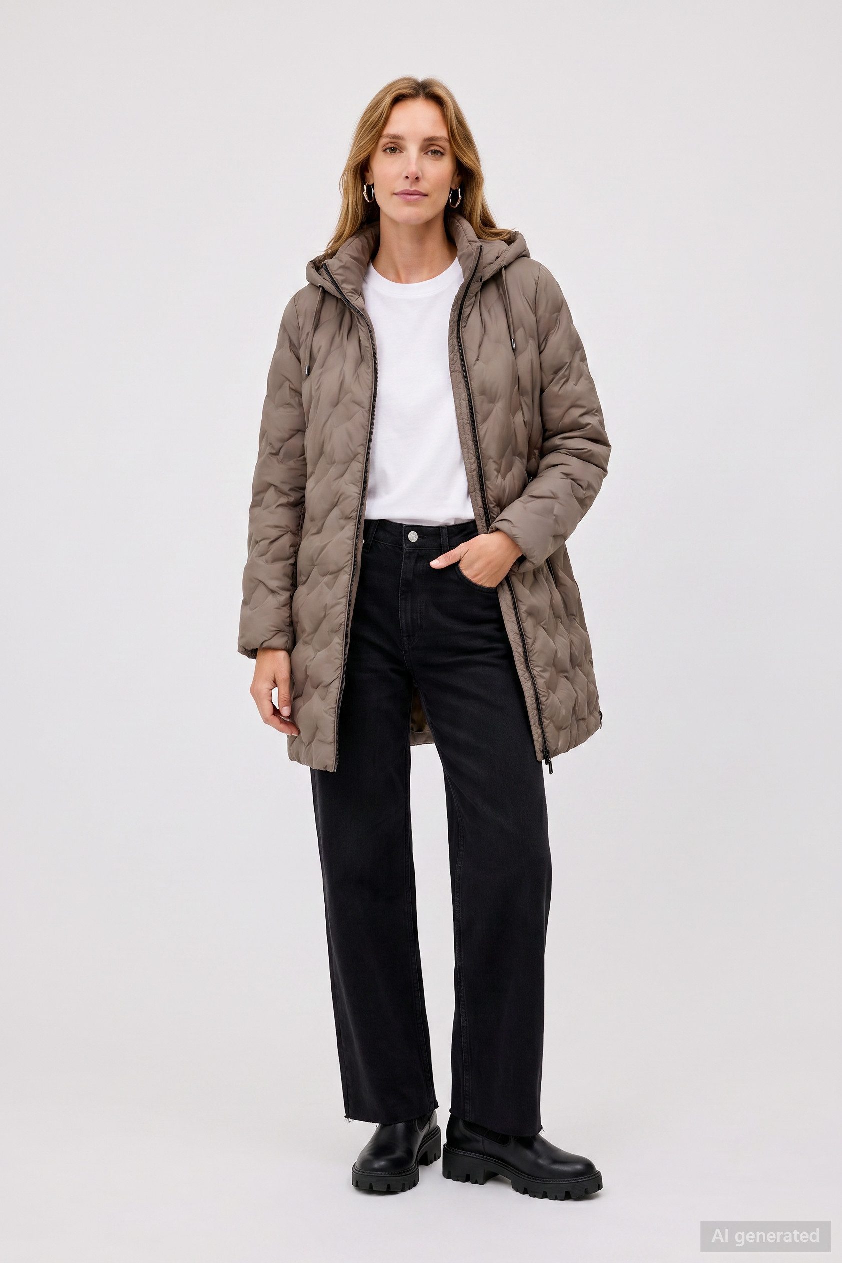 Barbara Lebek Steppmantel warmer Wintermantel Damen mit abnehmbarer Kapuze