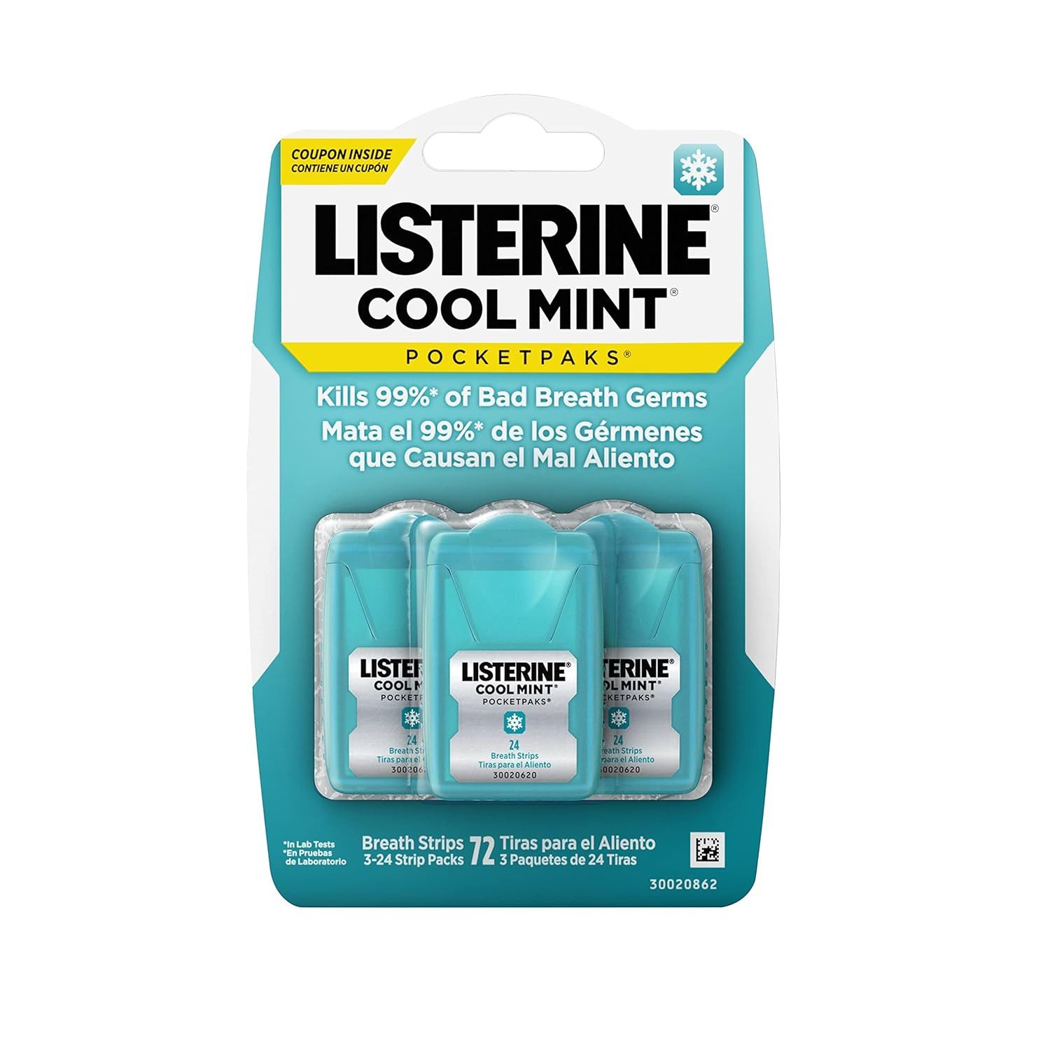 Listerine Mundspray Listerine Cool Mint Pocketmist-Spender für frischen Atem, (2 Stück(Produkt 1), 72-tlg) (Produkt 2)