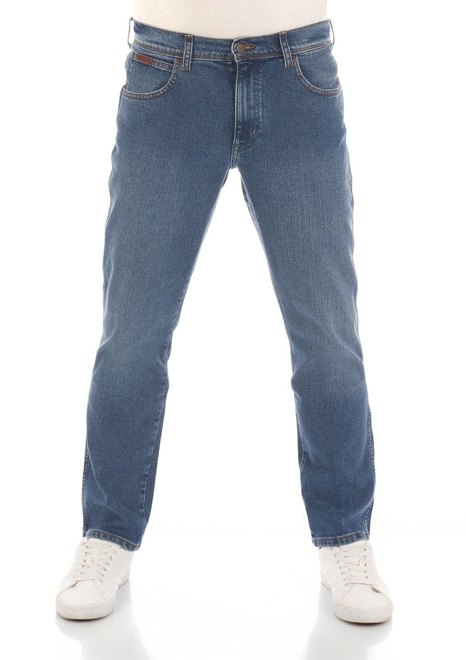 Wrangler Slim-fit-Jeans Herren Jeanshose Texas Slim Fit Denim Hose mit Stretch Blue Sky (W12SHN31X)