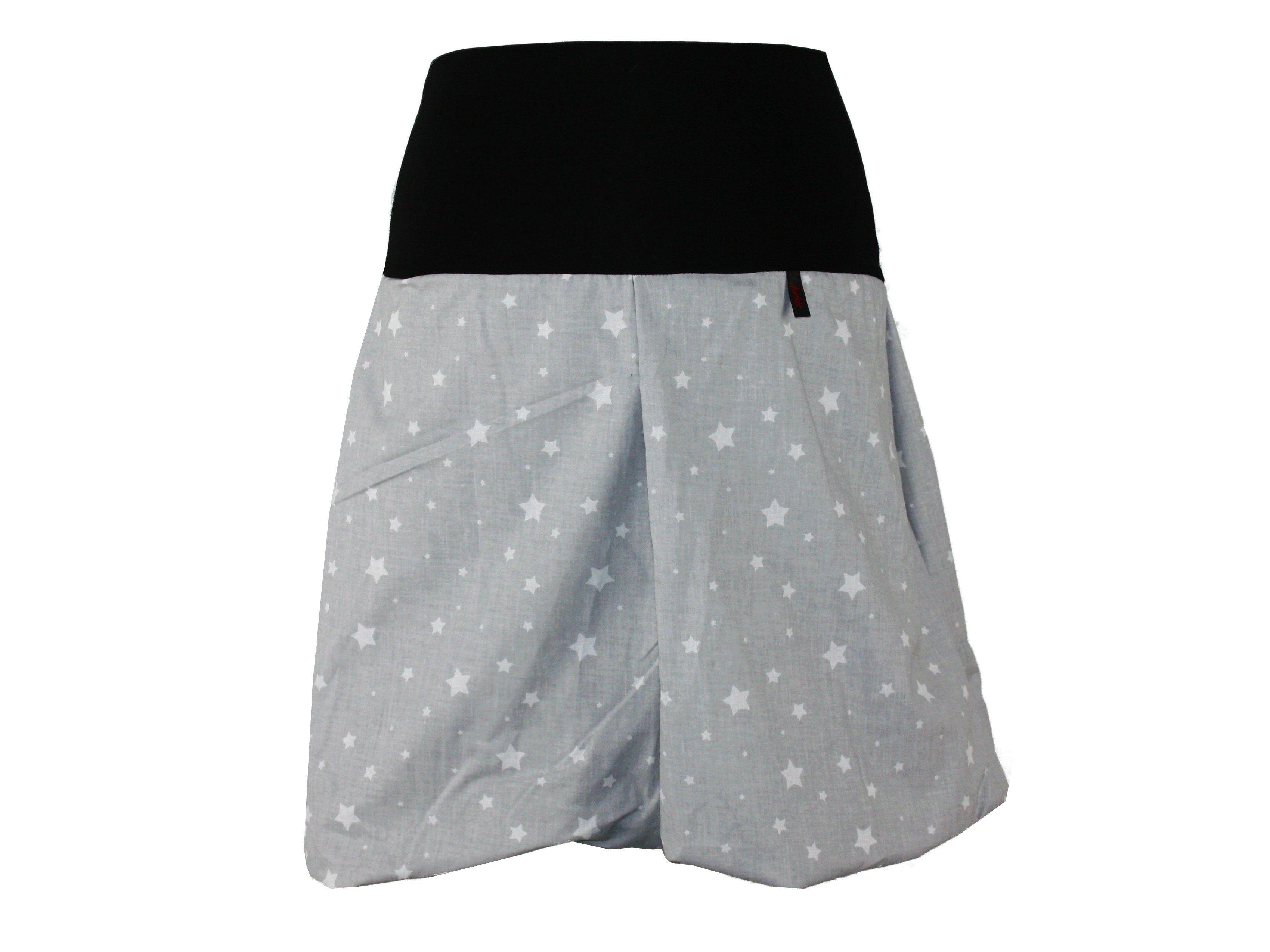 dunkle design Ballonrock Baumwolle Sterne 51cm elastischer Bund Grau Weiß | Sommerröcke