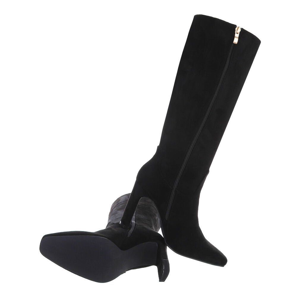 Ital-Design Damen Elegant Stiefel Schwarz High-Heel-Stiefel in Blockabsatz High-Heel