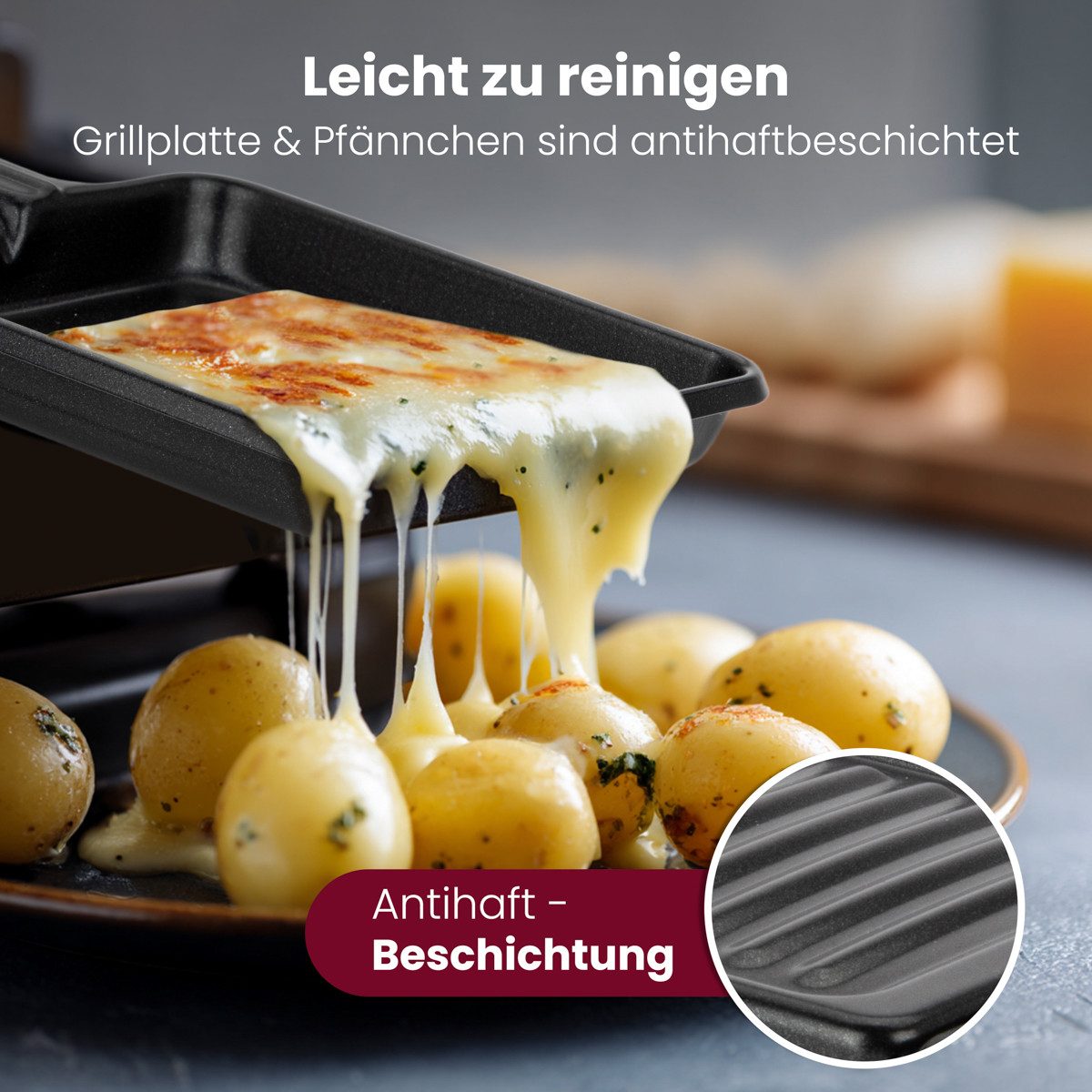 ProfiCook Raclette PC-RG 1324, Raclette 2 Personen, erweiterbar bis zu 8 Pers.