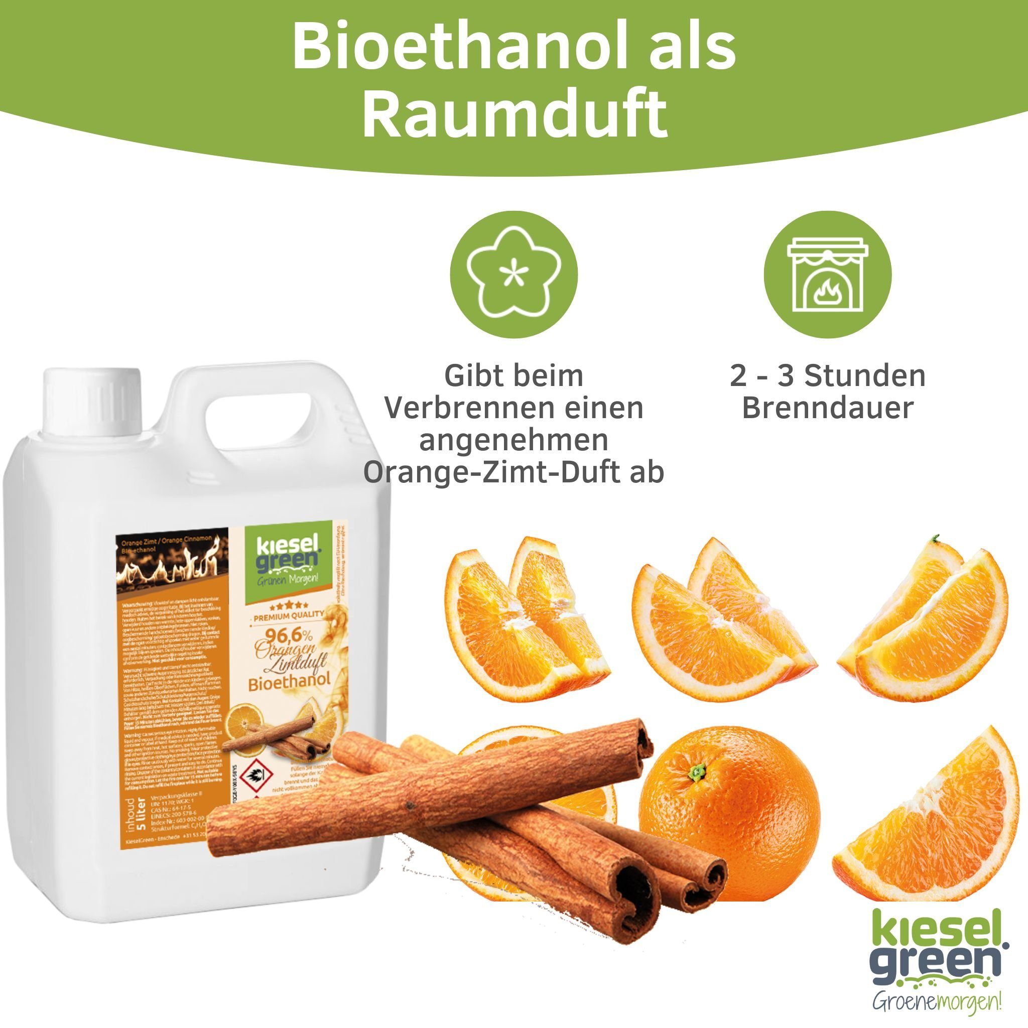 KieselGreen Bioethanol KieselGreen Bioethanol 5/10/25/50 Liter mit Duft für Ethanol-Kamin, 5 l – Bild 4 von 5