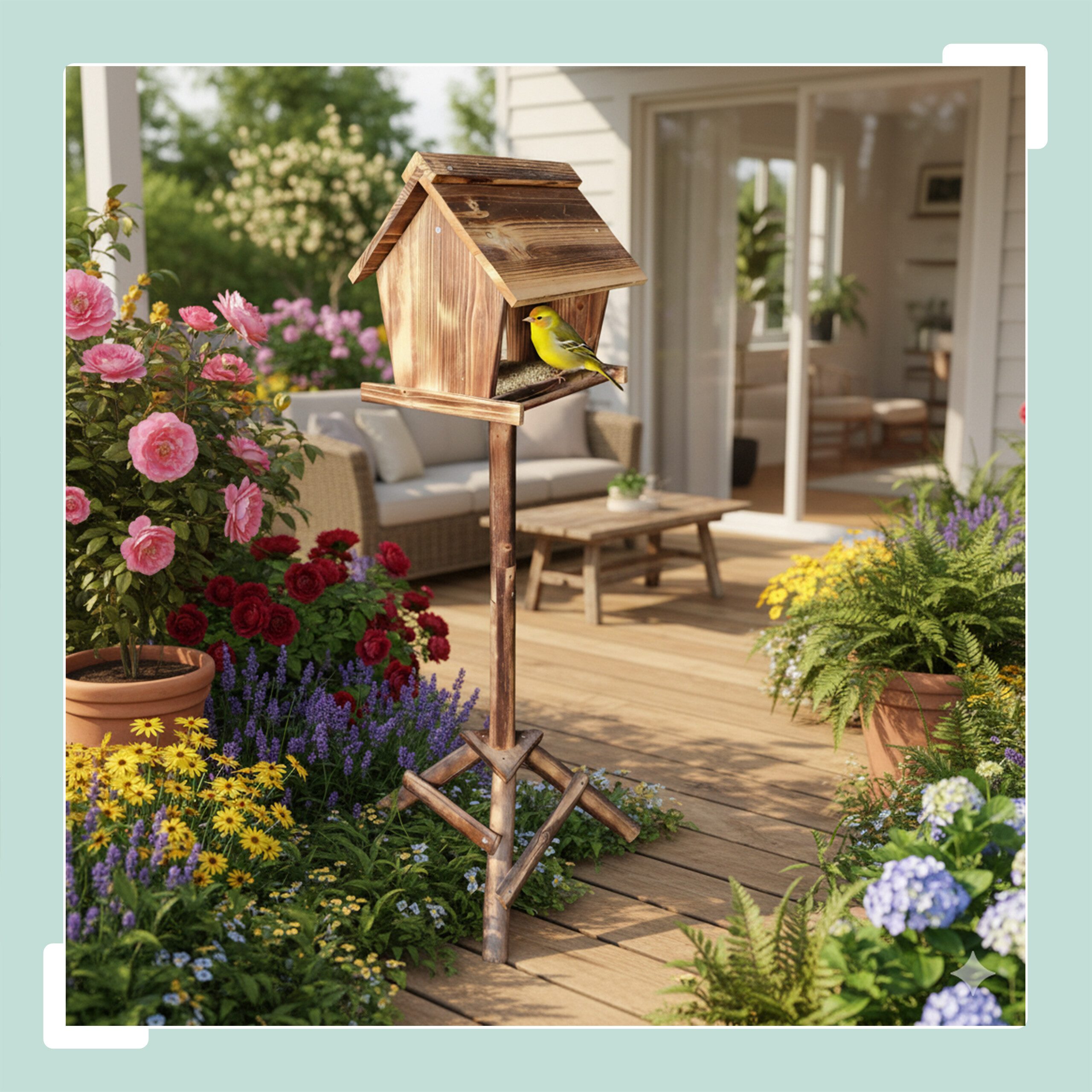 relaxdays Vogelhaus Vogelfutterhaus aus Tannenholz, geflammt günstig online kaufen