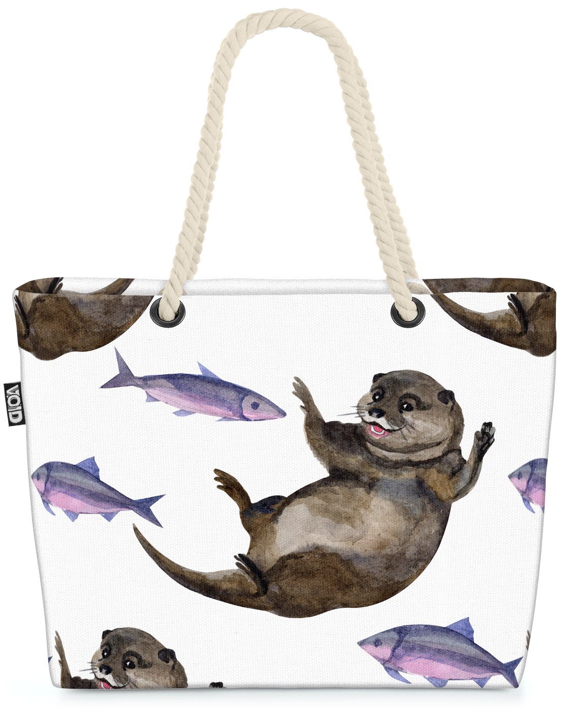 VOID Strandtasche (1-tlg), Otter Fische Beach Bag Wild-Tiere Wasser-Marder See Meer Fisch-Otter Schwarm