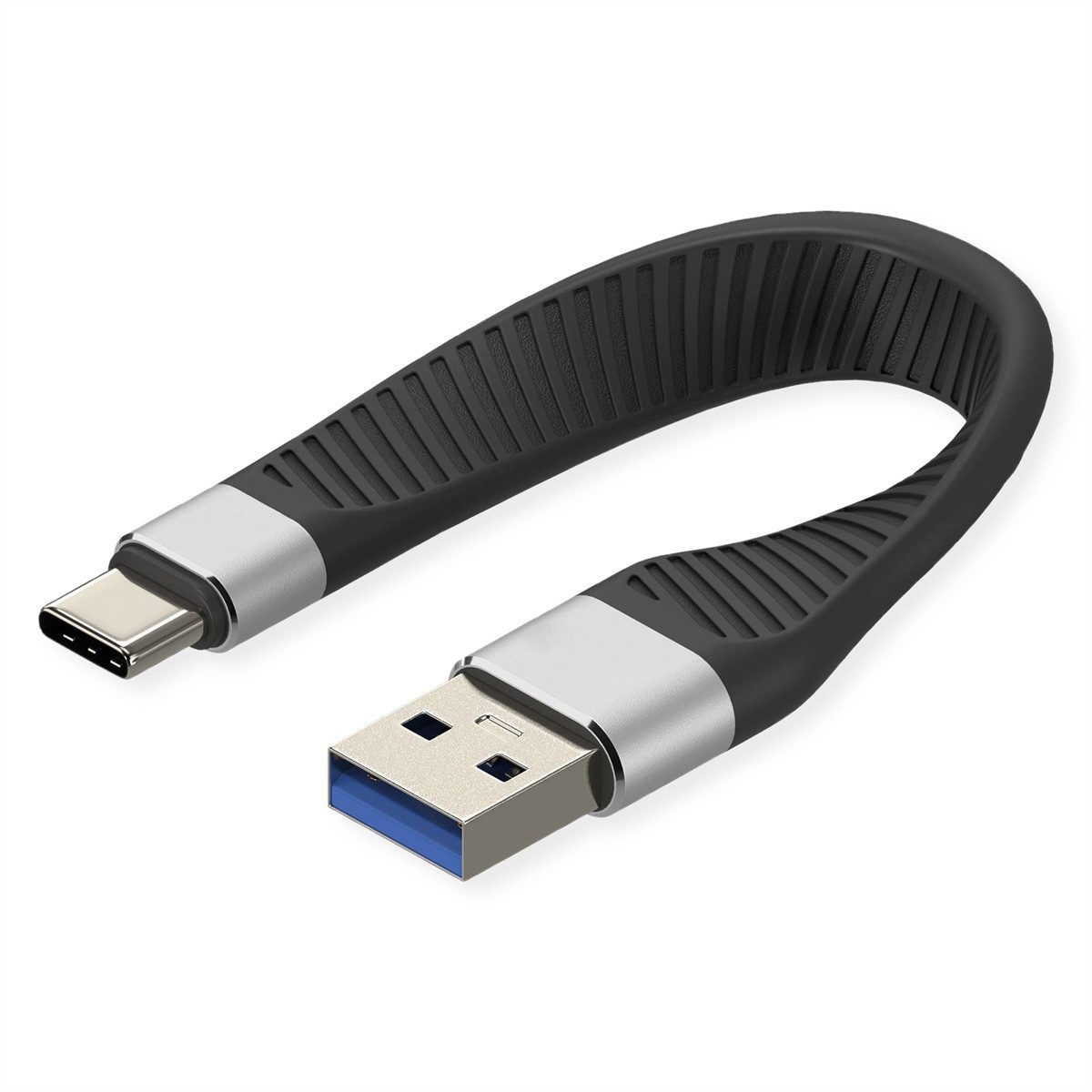 ROLINE USB 3.2 Gen 2 Silikonkabel, C-A, ST/ST USB-Kabel, USB Typ C (USB-C) Männlich (Stecker), USB 3 Typ A Männlich (Stecker) (11 cm), 10Gbit/s, Emark