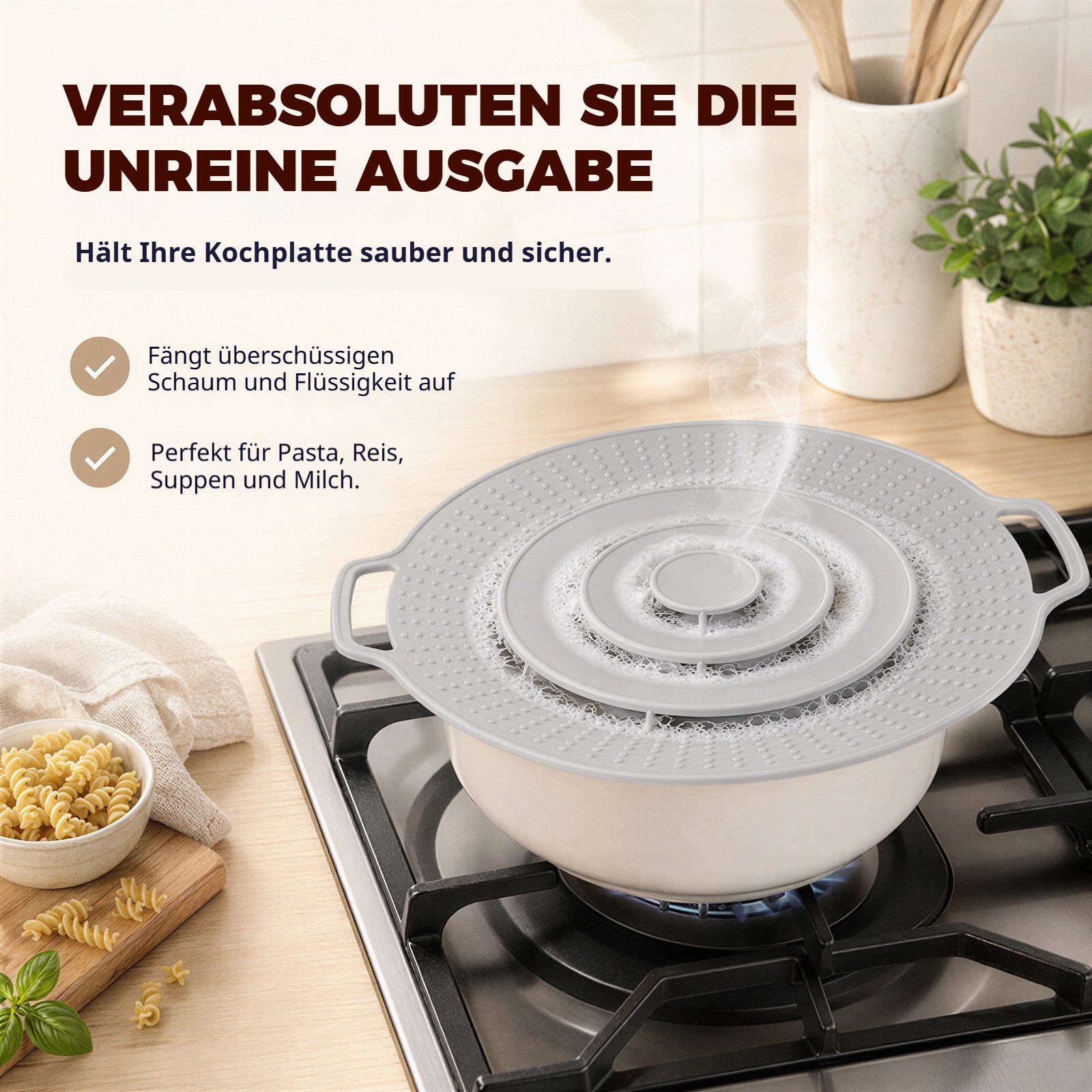 BlingBin Überkochschutz Silikon Überkochschutz 30 cm – Spritzschutz Topfdeckel für Töpfe, (2er Set, 2-tlg., Verpackungsmaße: 32 x 30 x 4 cm), Topfdeckel gegen Ü – Bild 5 von 5