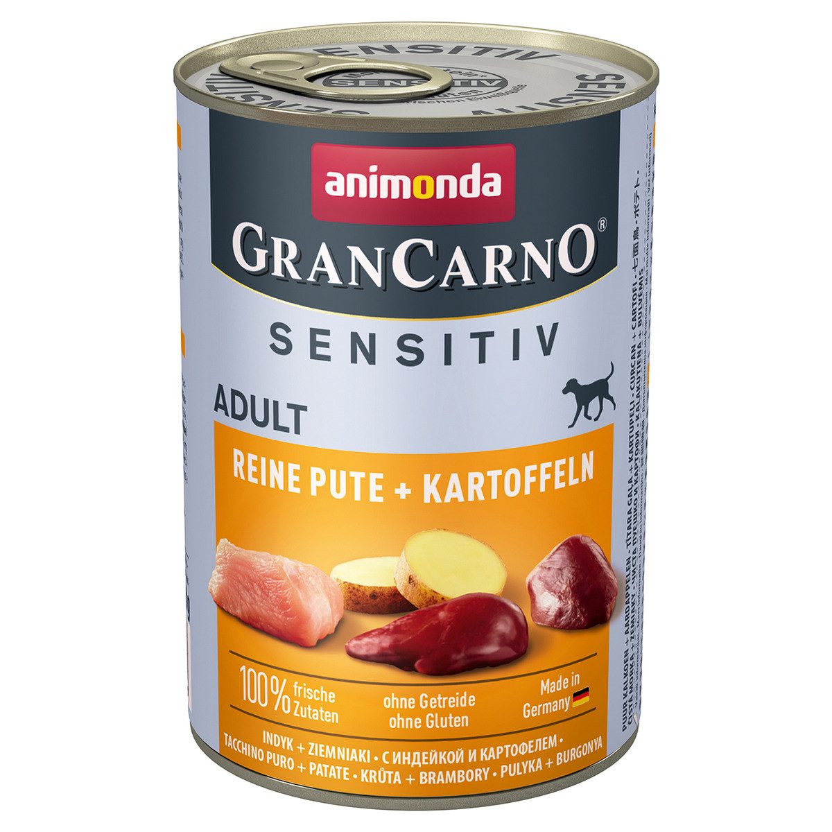 Animonda GranCarno Adult Sensitive reine Pute + Kartoffeln 400 g - 6 Stück, Nassfutter für: Hund