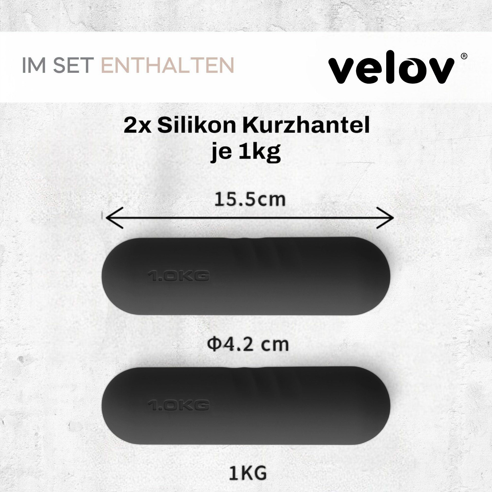velov Kurzhantel aus Silikon 2er Set mit 1 / 2 kg pro Hantel, rutschfeste Gewichte, Fitness Krafttraining für Zuhause