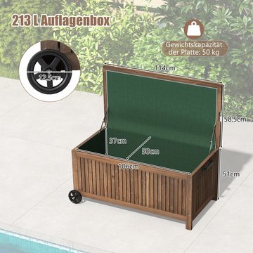KOMFOTTEU Auflagenbox, 213 Liter mit Rollen& Tragegriff, 114x58,5x51cm