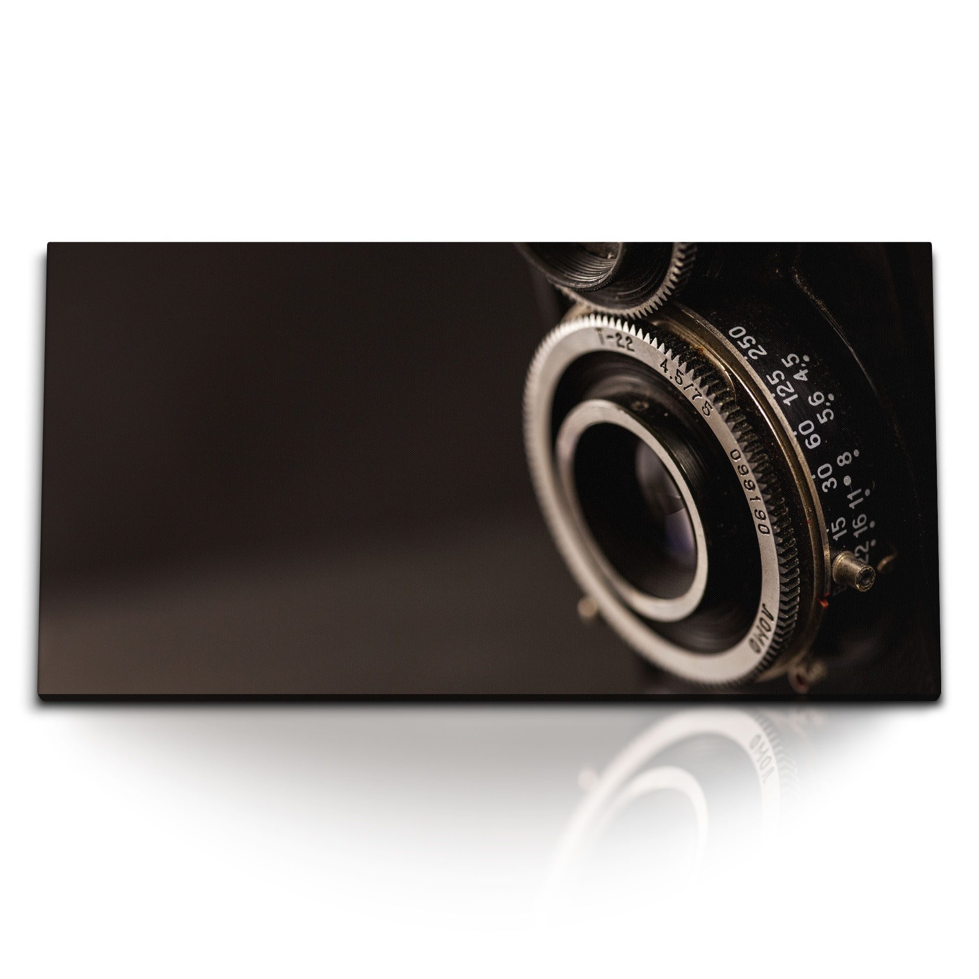 Leinwandbild Kunstdruck Bilder 120x60cm Vintage Kameralinse Schwarz Dunkel Fotokuns