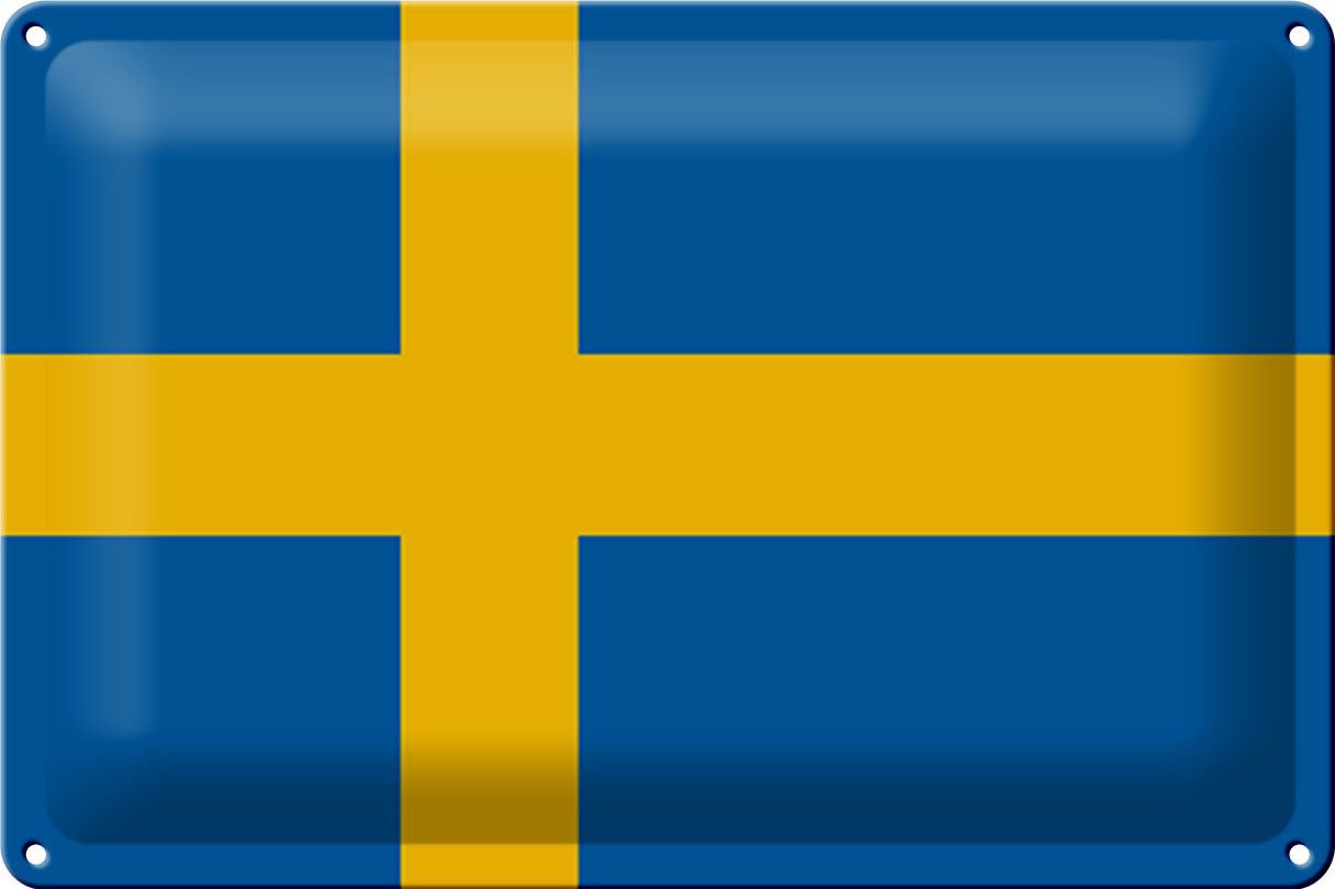 Femer GmbH Metallschild Flagge Schweden 30x20cm Flag of Sweden, (1 St), gewölbte Oberfläche, abgerundete Ecken, umgeschlagene Kanten