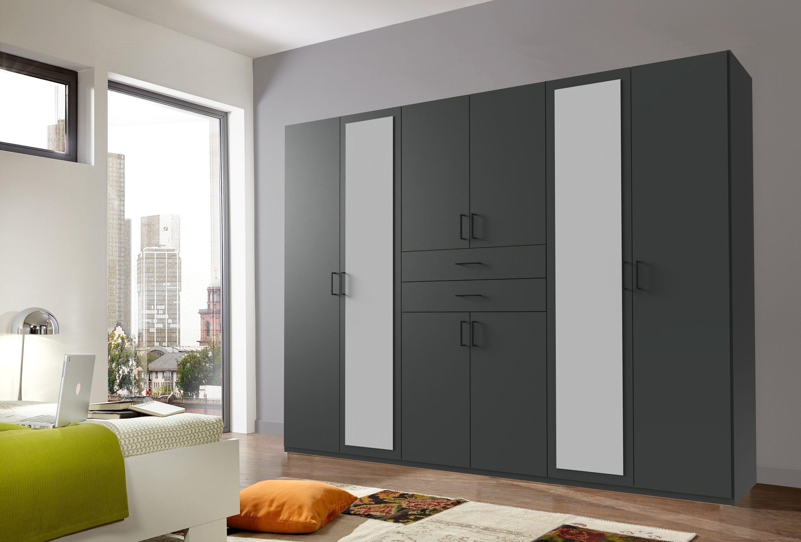 freiraum Schlafzimmer-Set Dillingen, (Kleiderschrank + Passepartoutrahmen), in Graphit - 273x213x58cm (BxHxT)