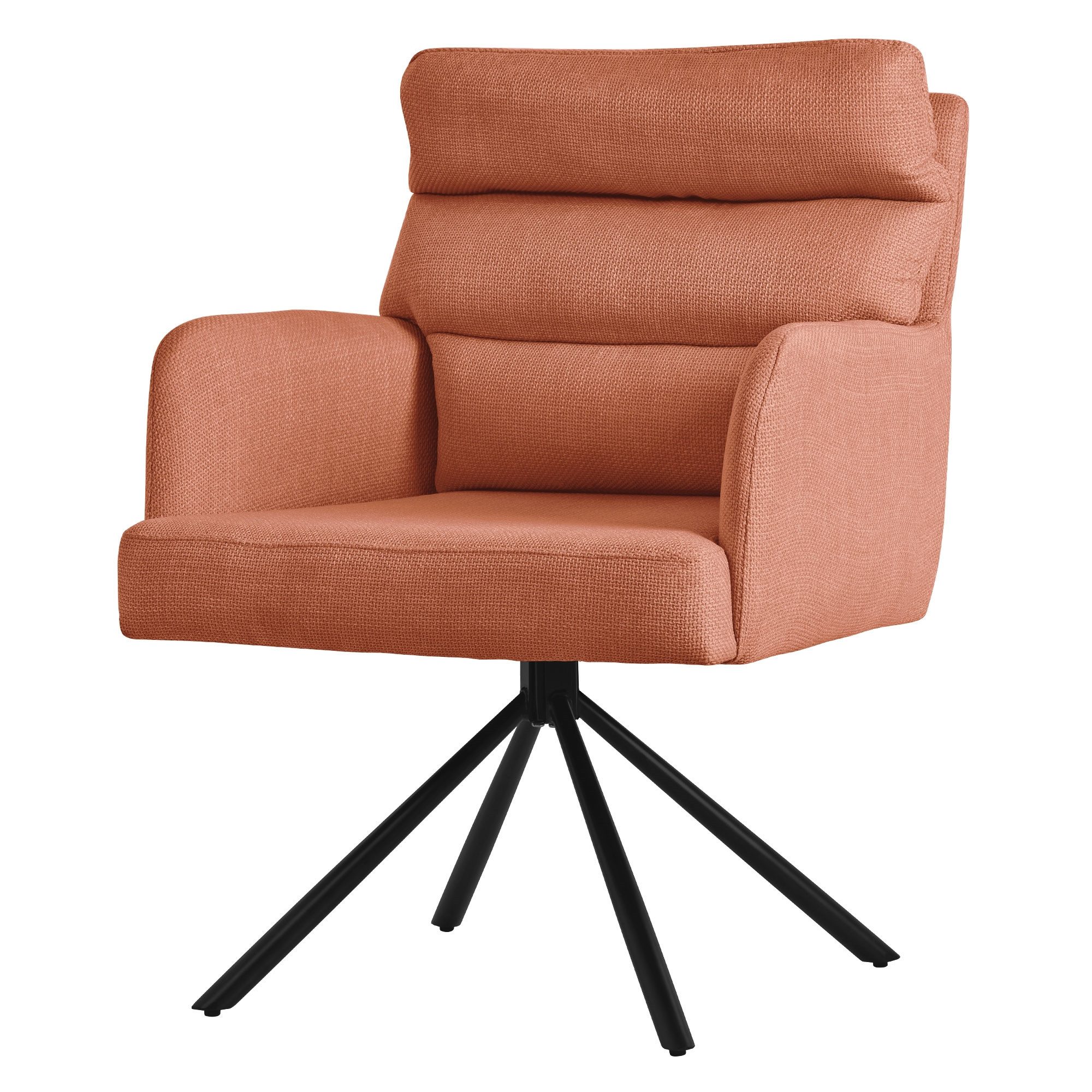 ML-DESIGN Polsterstuhl Esszimmerstühle mit Rücken- & Armlehne moderne Design Küchenstühle (1 St), Armlehnstuhl Orange aus Polyester 180° Drehbar ergonomische Sessel