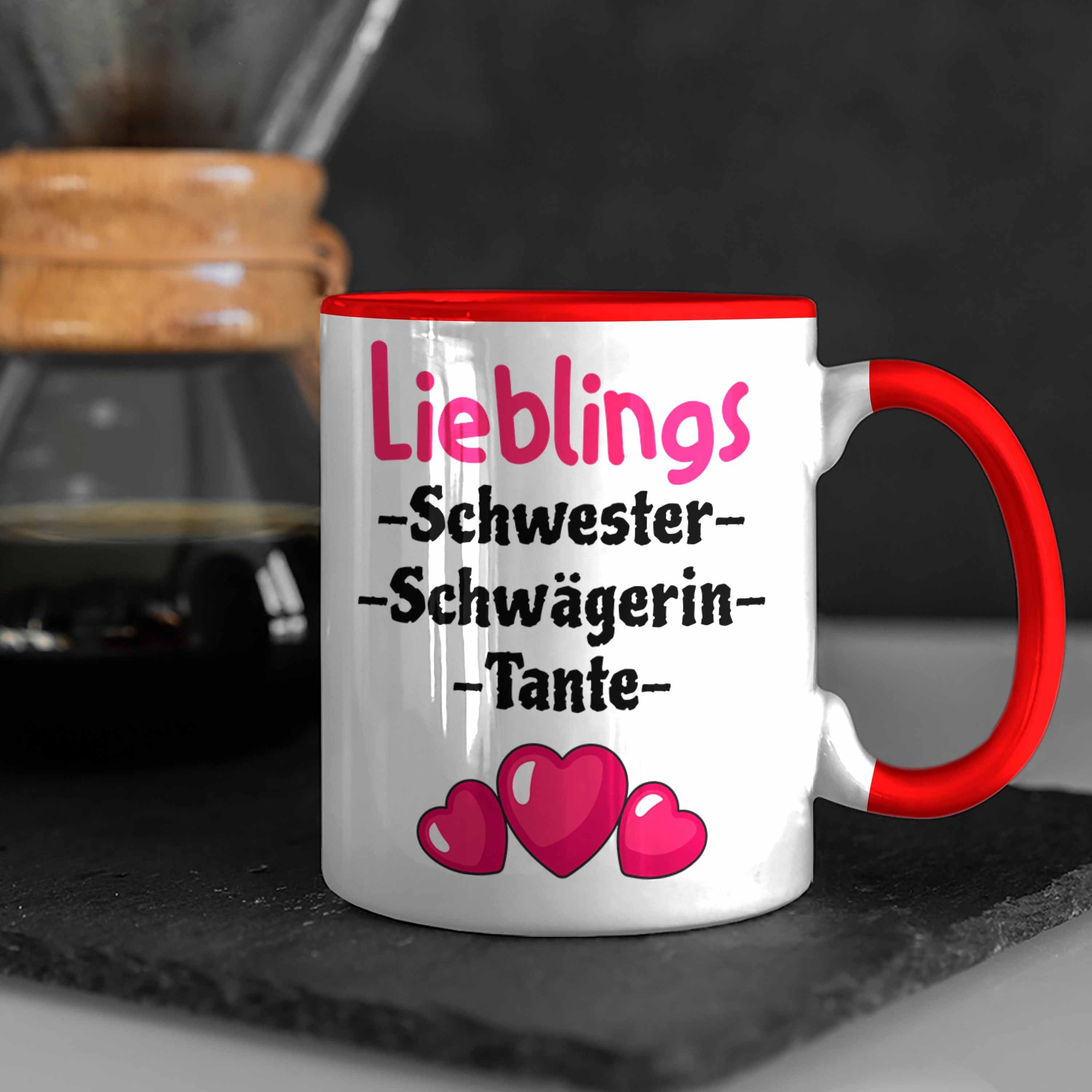 Tante Trendation Geschenk mit Tasse Lieblings - Rot Tasse Trendation Schwester Spruch Schwägerin