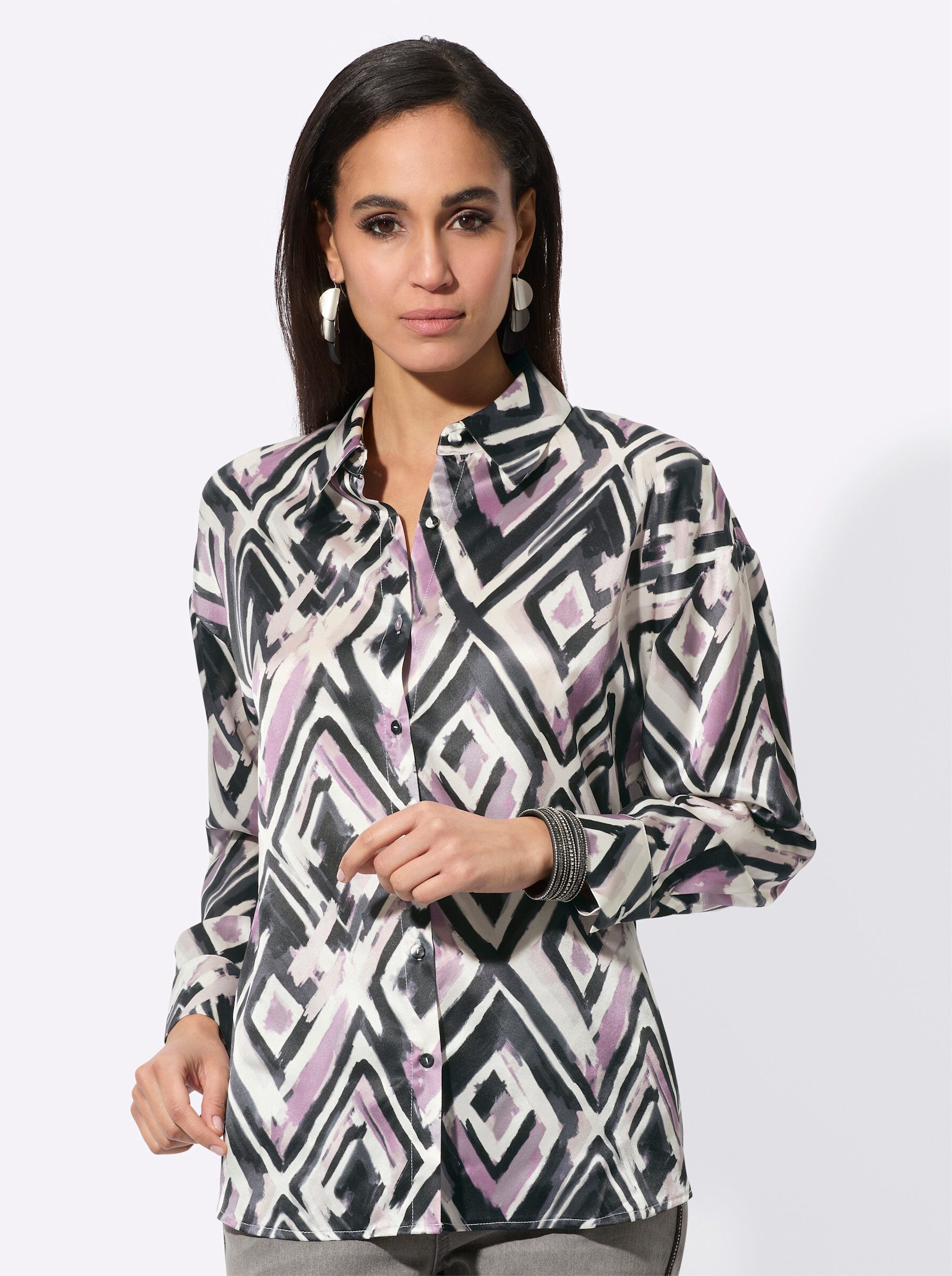 creation L Klassische Bluse Seiden-Viskose-Bluse Langarm günstig online kaufen