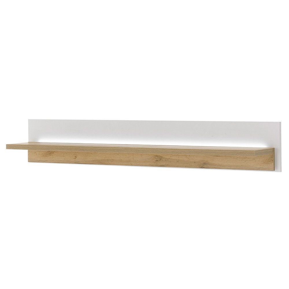 Lomadox Wandregal LOVENO-61, Wandregal Regal 150 cm weiß mit Eiche